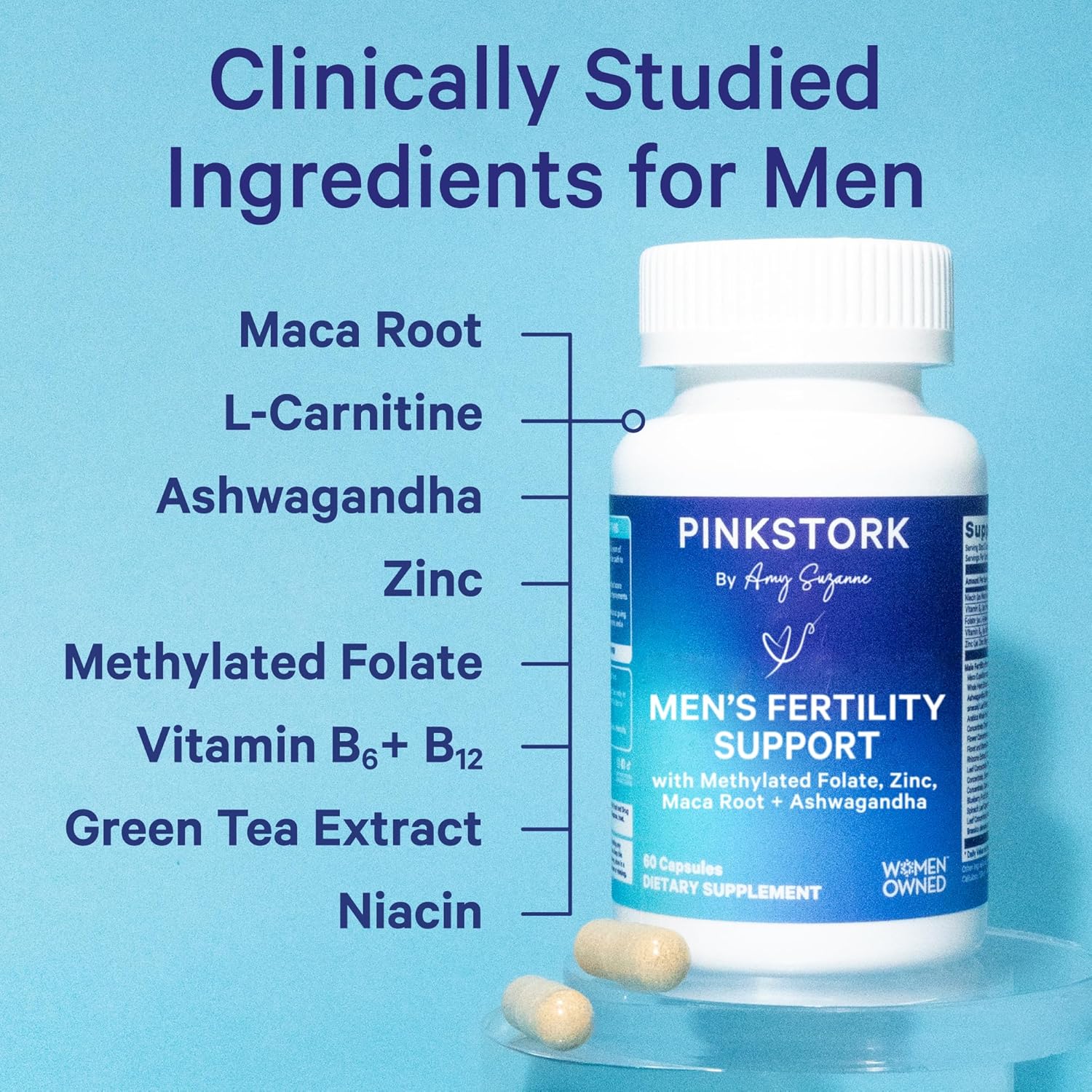 Pin Stor BlueStor Men' Fertilit Suppor Support Conceptio fo Hi Mal Prenata Vitamin wit Mac Root Ashwagandha Folate B1 Sper Heath Drive Motilit 6 Capsules