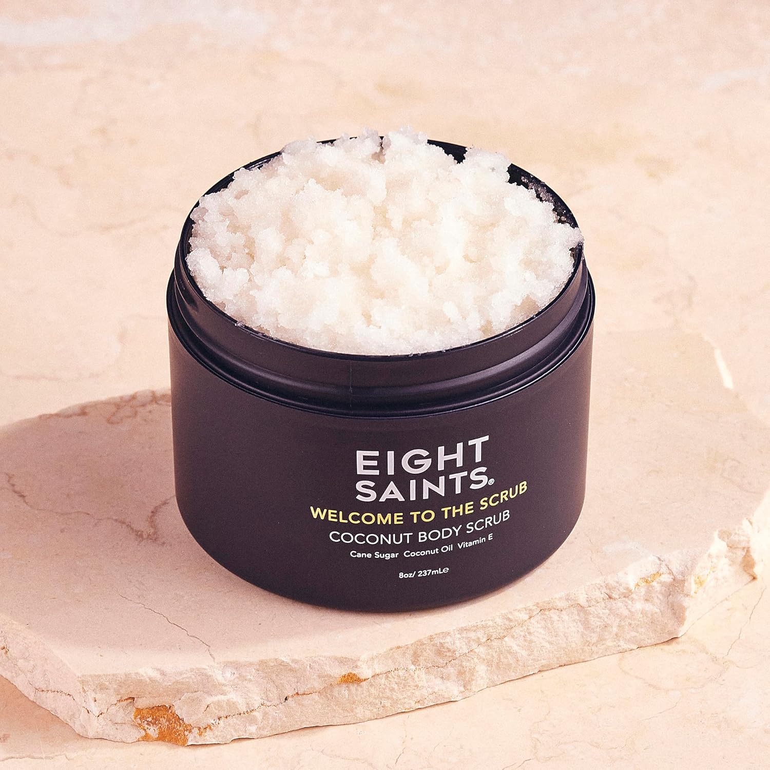 Eigh Saint Welcom t th Scru Coconu Bod Scrub Natura an Organi Exfoliatin Suga Scru fo Acne Cellulite Dee Cleansing Scars Wrinkles Exfoliat an Moisturiz Skin Ounces