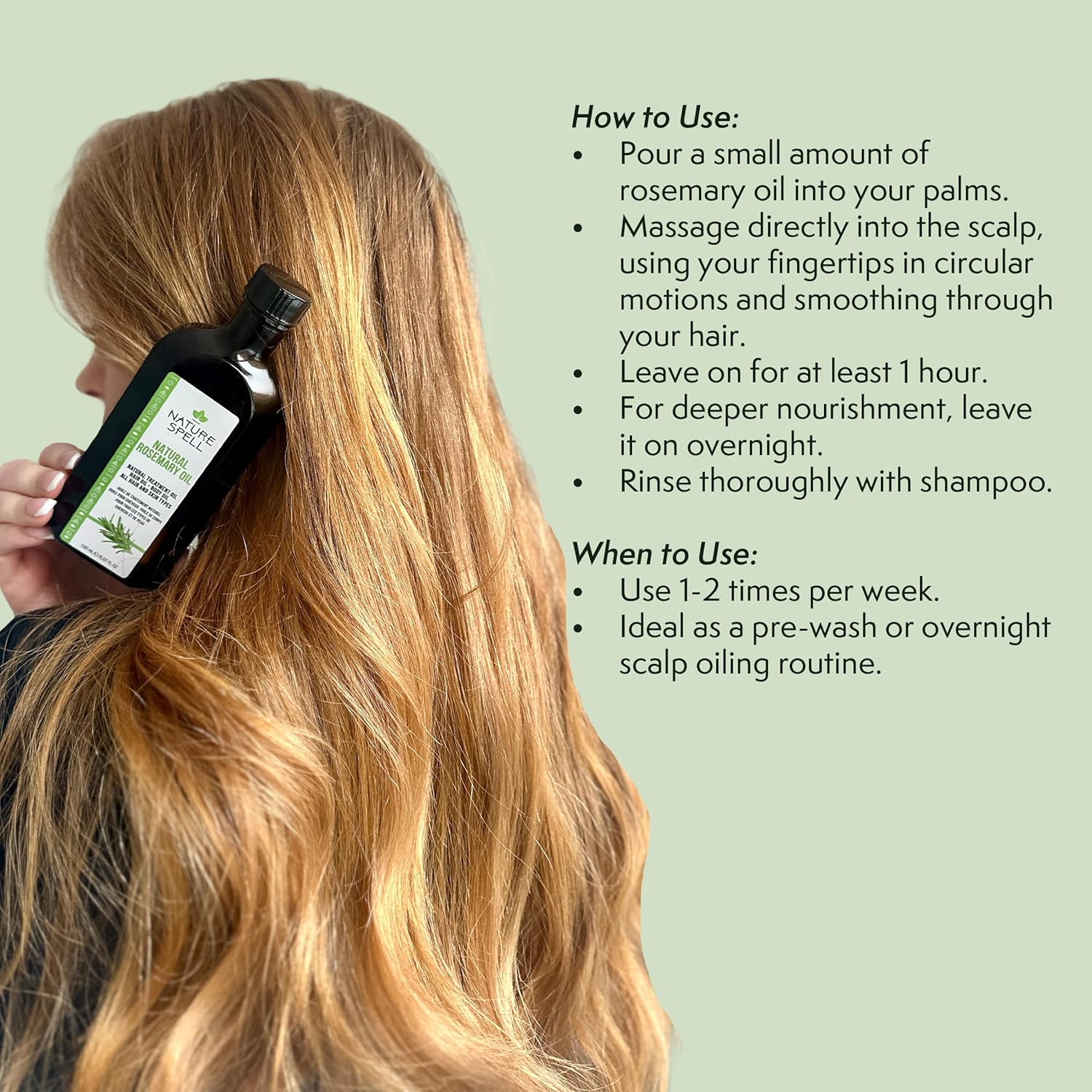 Natur Spel Rosemar Oi Fo Hai Growth Pre-Dilute Hai Scal Oi Nourishe Dry Damage Hair Fo Wome Men 5.0 F Oz