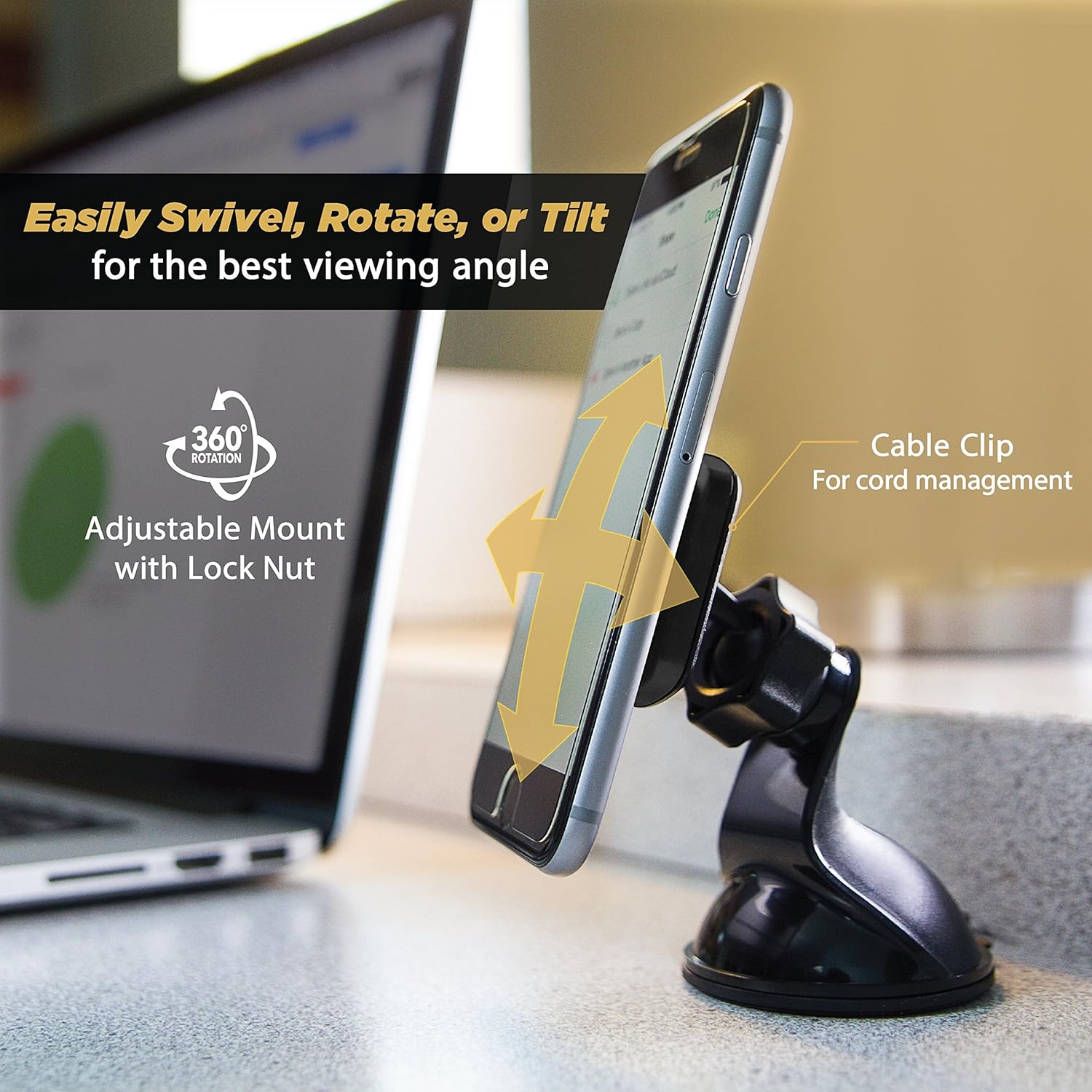 MAGWSM-SP MagicMount Magnetic Car Phone Holder Windshield or Dashboard Mount - 360 Degree Adjustable Head, Universal with All Devices - Suction Mount