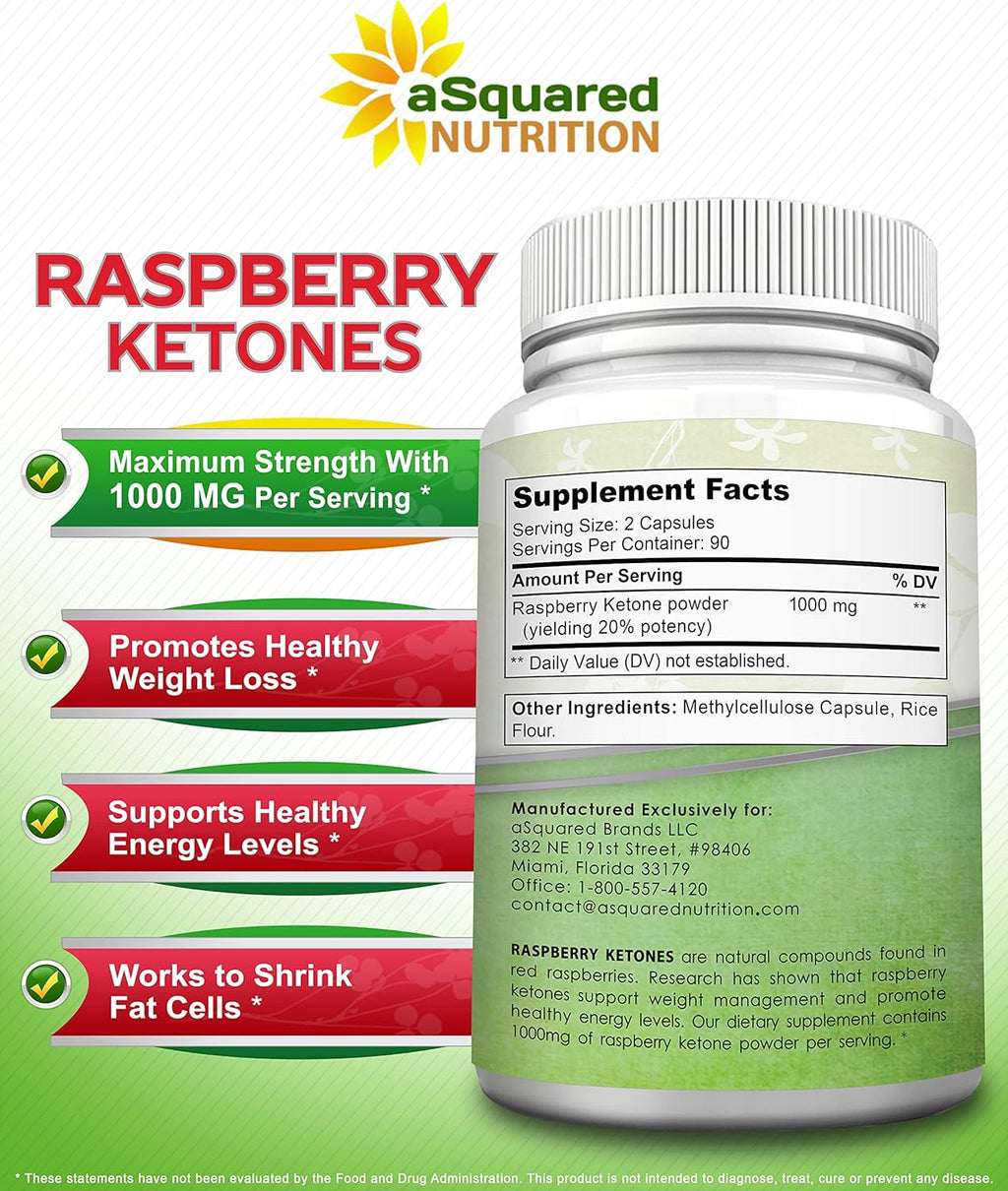 aSquare Nutritio Natura Raspberr Ketone 1000mg-18 Capsules-Weigh Los Supplement Ma Strengt Plu Appetit Suppressan Die Pills Premiu Lea Healt Powde t Boos Pur Energ Metabolism