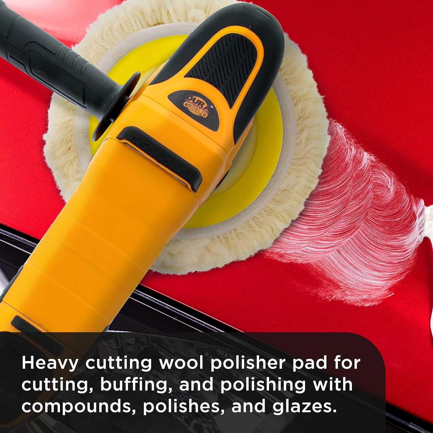 TCP Global 8inch 100% Wool Polishing & Buffing Pad with Hook and Loop Backing - Wool Buffing Pad for Automotive, Marine, Truck, RV & Compound Cutting