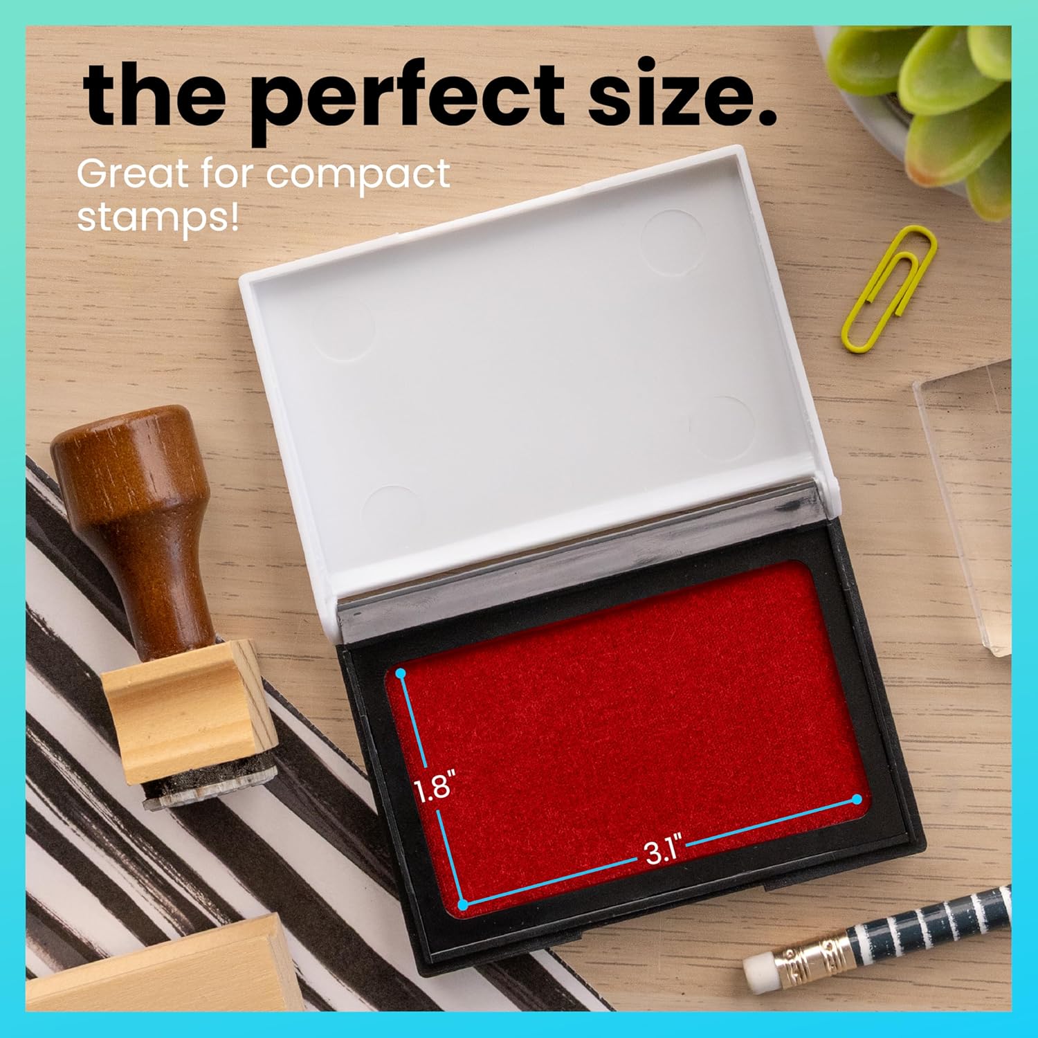 ExcelMark Ink Pad for Rubber Stamps 1-7/8inch x 3-1/8inch- Red