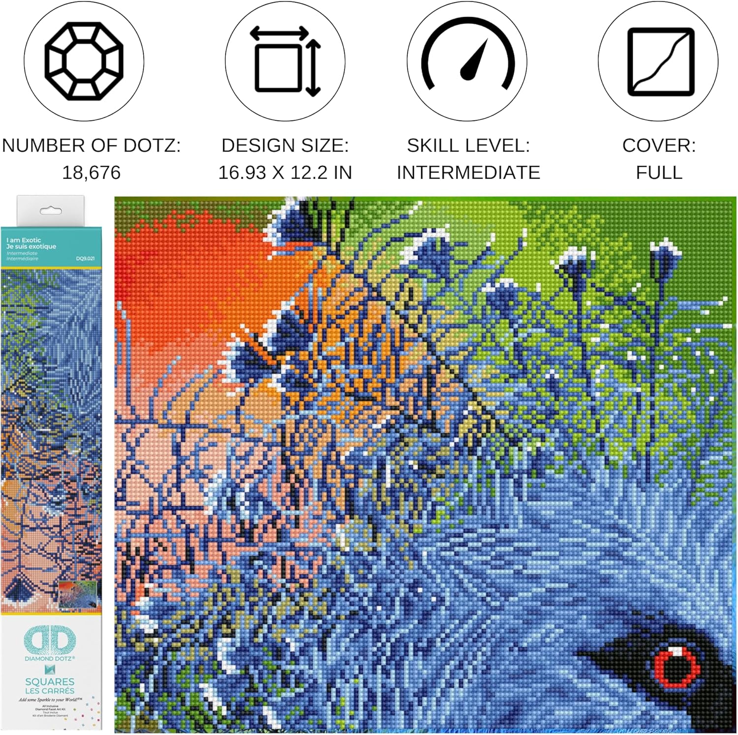 DIAMON DOT a Exoti Bir Diamon Paintin Kit fo Adult Diamon Ar Kit Relaxin Creativ Craf Ki wit Dot Gem 16.9inchx12.2inch