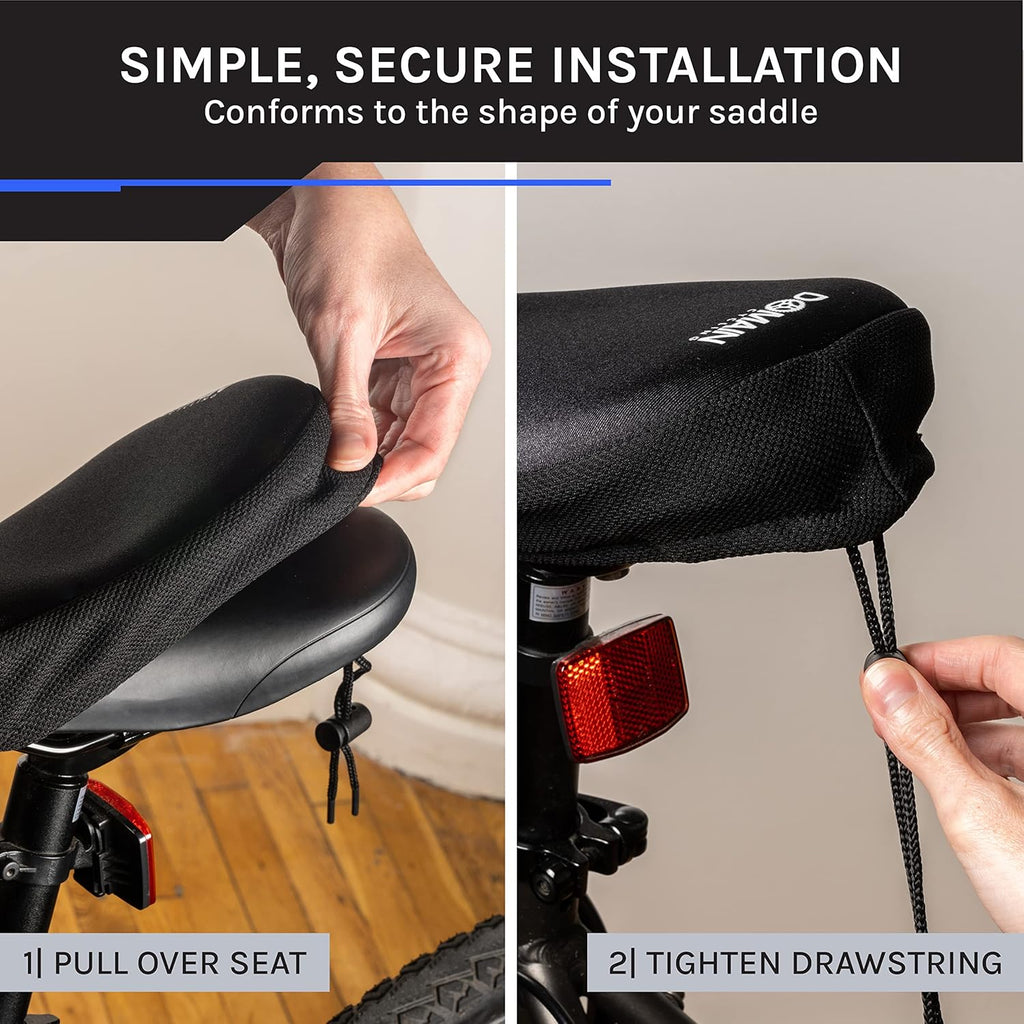 Domain Cycling Bike Seat Cushion - Ultimate Comfort, Fits Peloton Seat Cushion and Most Exercise and Spin Bikes, Padded Gel Bike Seat Cover to Make Peloton Bicycle Seat Comfortable, 10.5¡±x7¡±