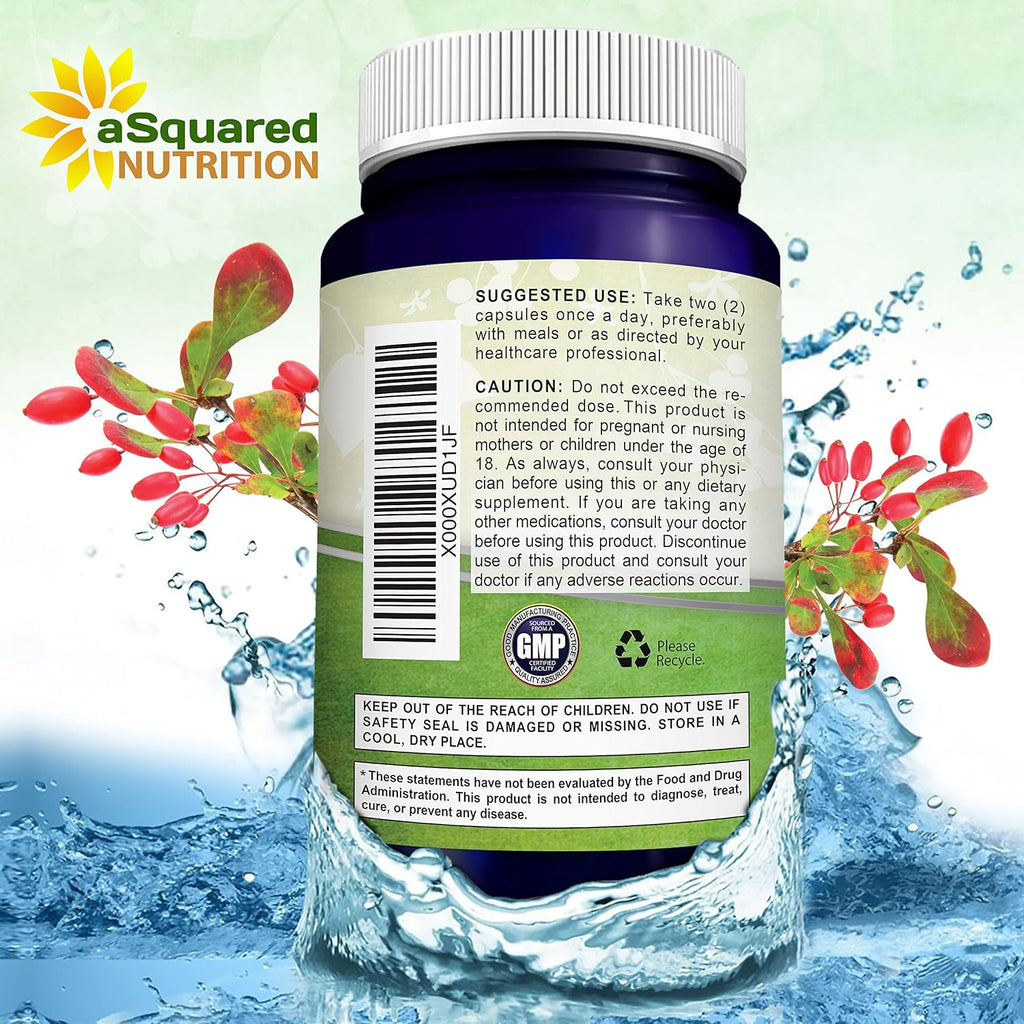 aSquare Nutritio Pur Berberin 1000m Supplemen 18 Veggi Capsules Natura Berberin Hydrochlorid HC Plus Ma Strengt 100 m (2 500mg) Poten Berberin Vega Extract