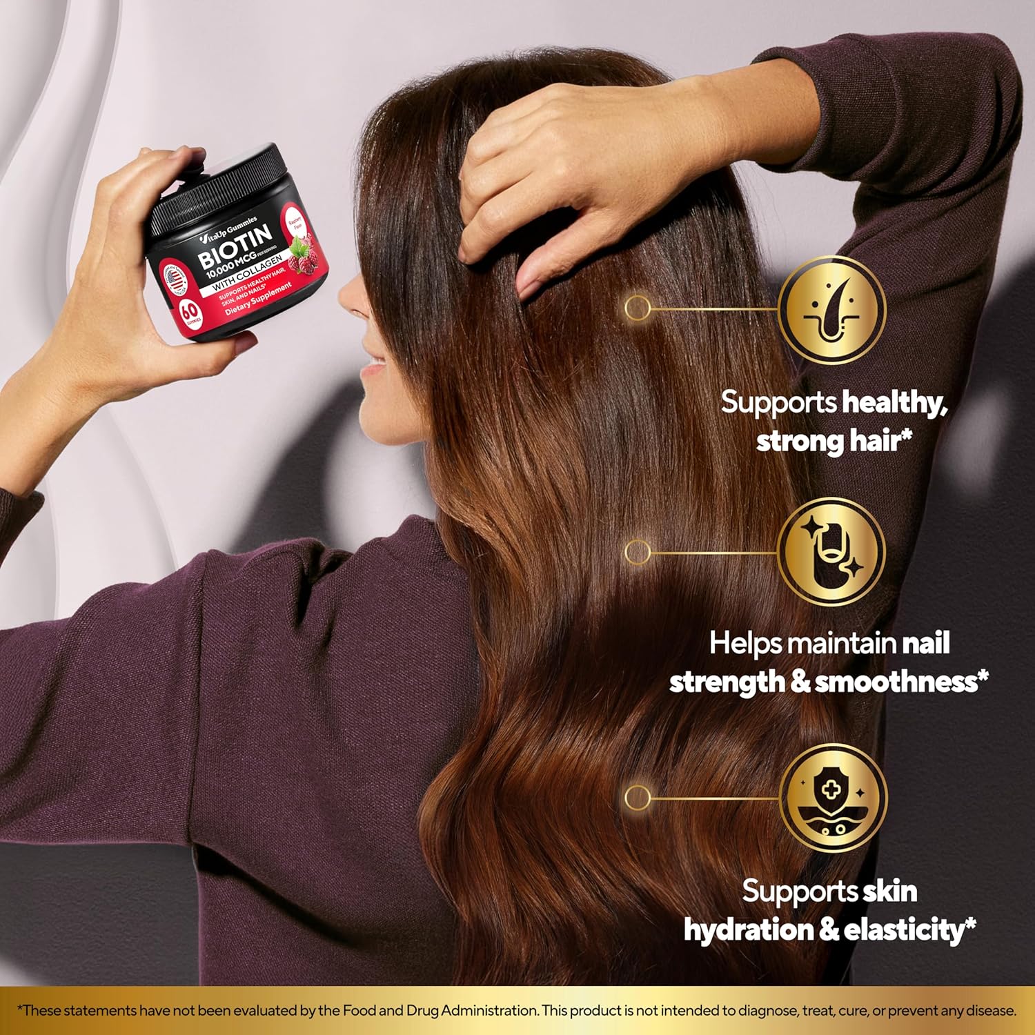 Bioti Gummie 10000mc fo Wome an Me Extr Strengt Hair Ski an Nail Gummie wit Collage Natura Bioti Gumm Supplemen fo Hair Skin Nail Suppor 6 ct