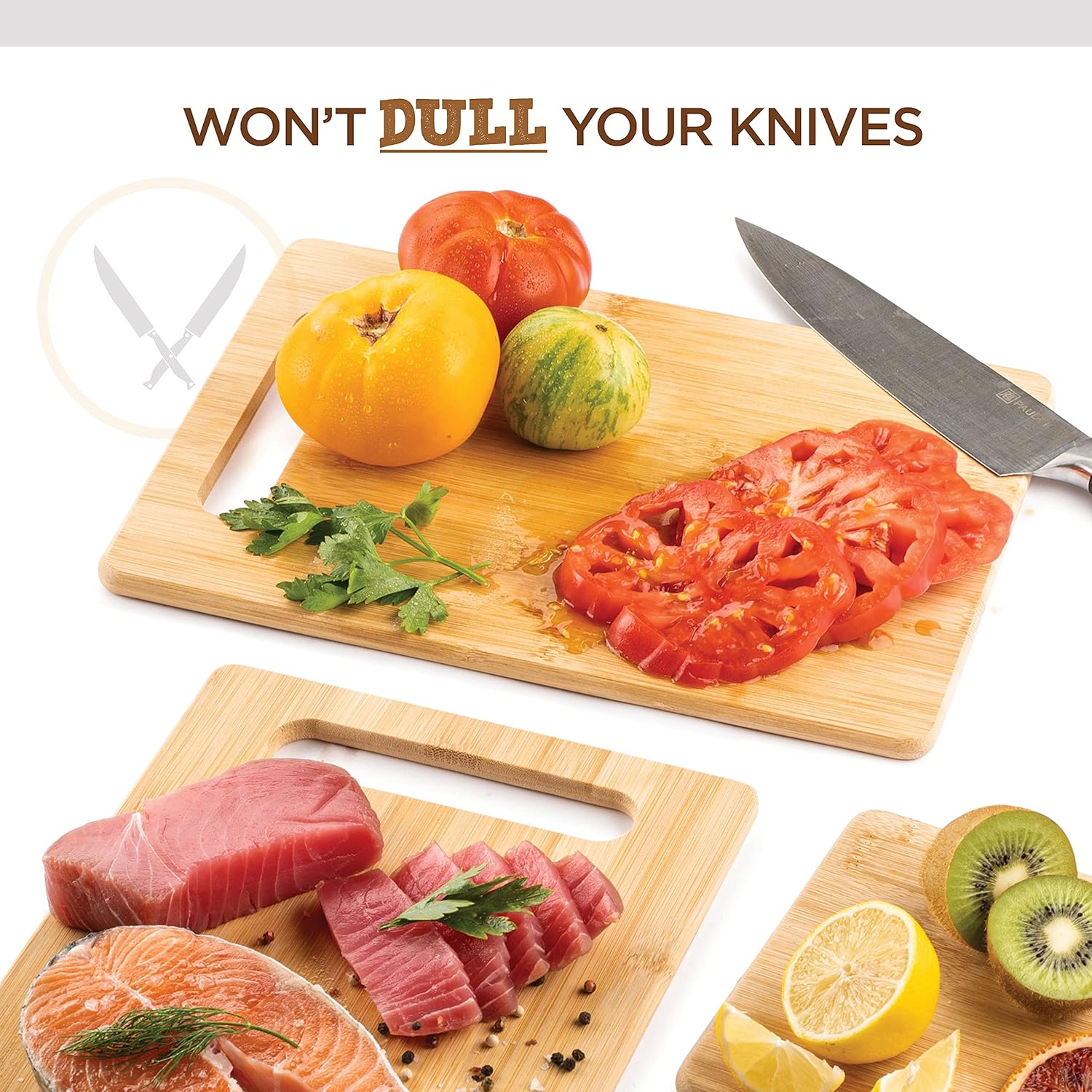 Bamboo Cutting Board Set of 4 - Wooden Cutting Boards for Kitchen with Juice Groove - Large Butcher Block, Cheese Board Charcuterie Board for Meat, Vegetables, and Cheese - Great Kitchen Gift
