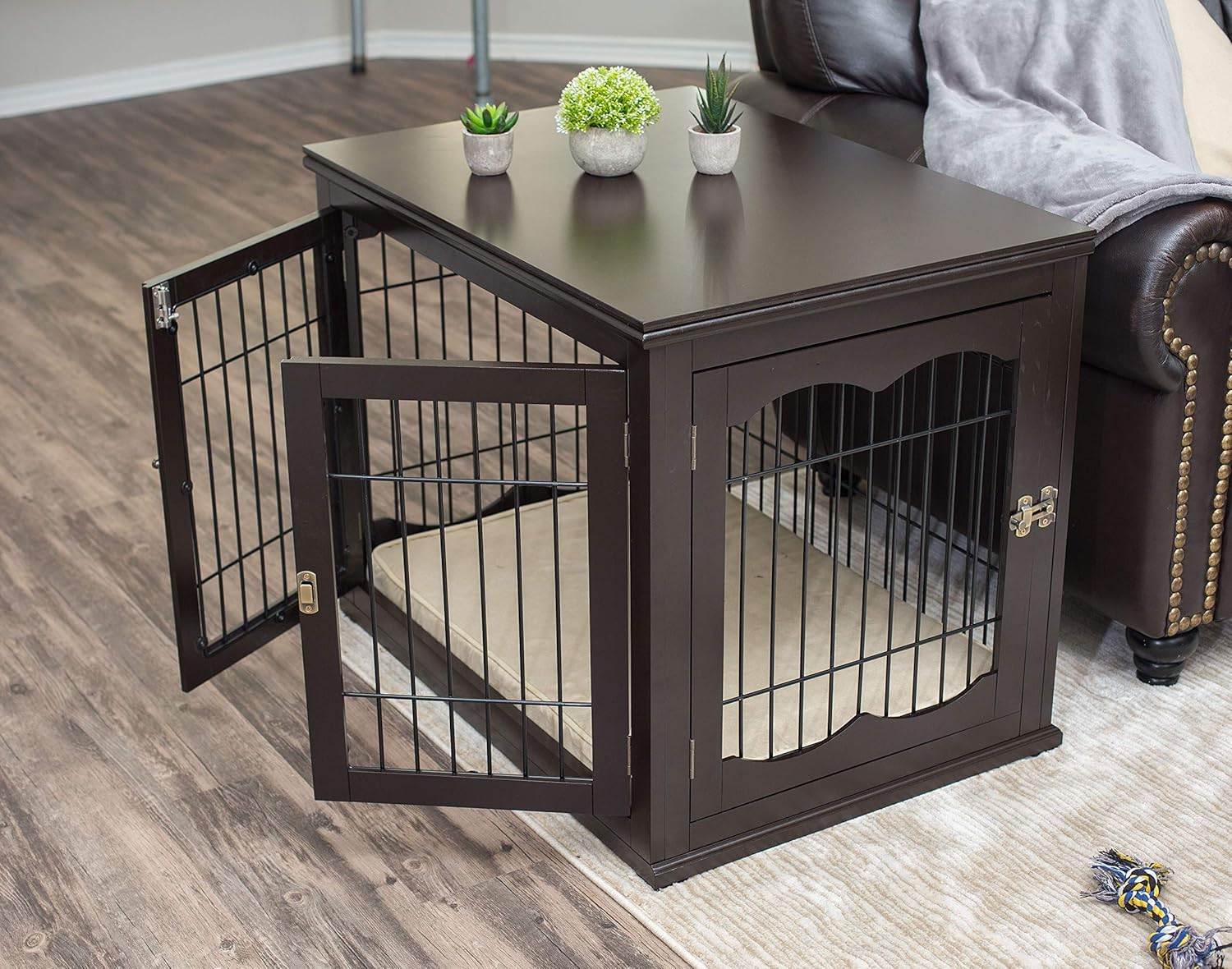 INTERNET' BES Decorativ Do Kenne wit Pe Bed Smal Pe House Doubl Doo Indoo Crate Engineere Woo Wir Furniture Sid Tabl Nightstand Fit Smal Dog Espresso