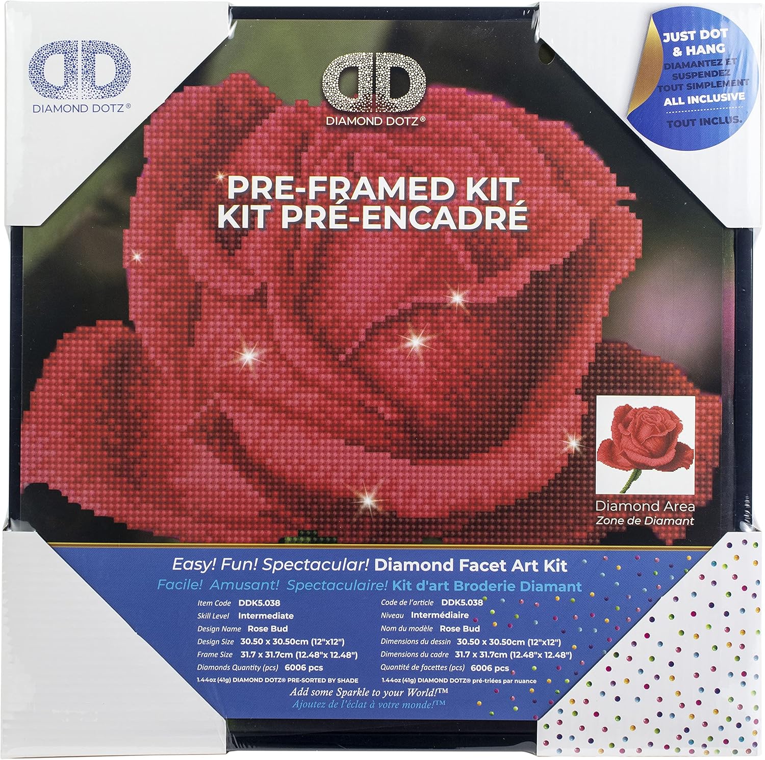 DIAMON DOT Rose-Bu wit Fram Flowe Diamon Paintin Kit fo Adult Diamon Ar Kit Relaxin Creativ Craf Ki wit Dot Gem 12inchx12inch