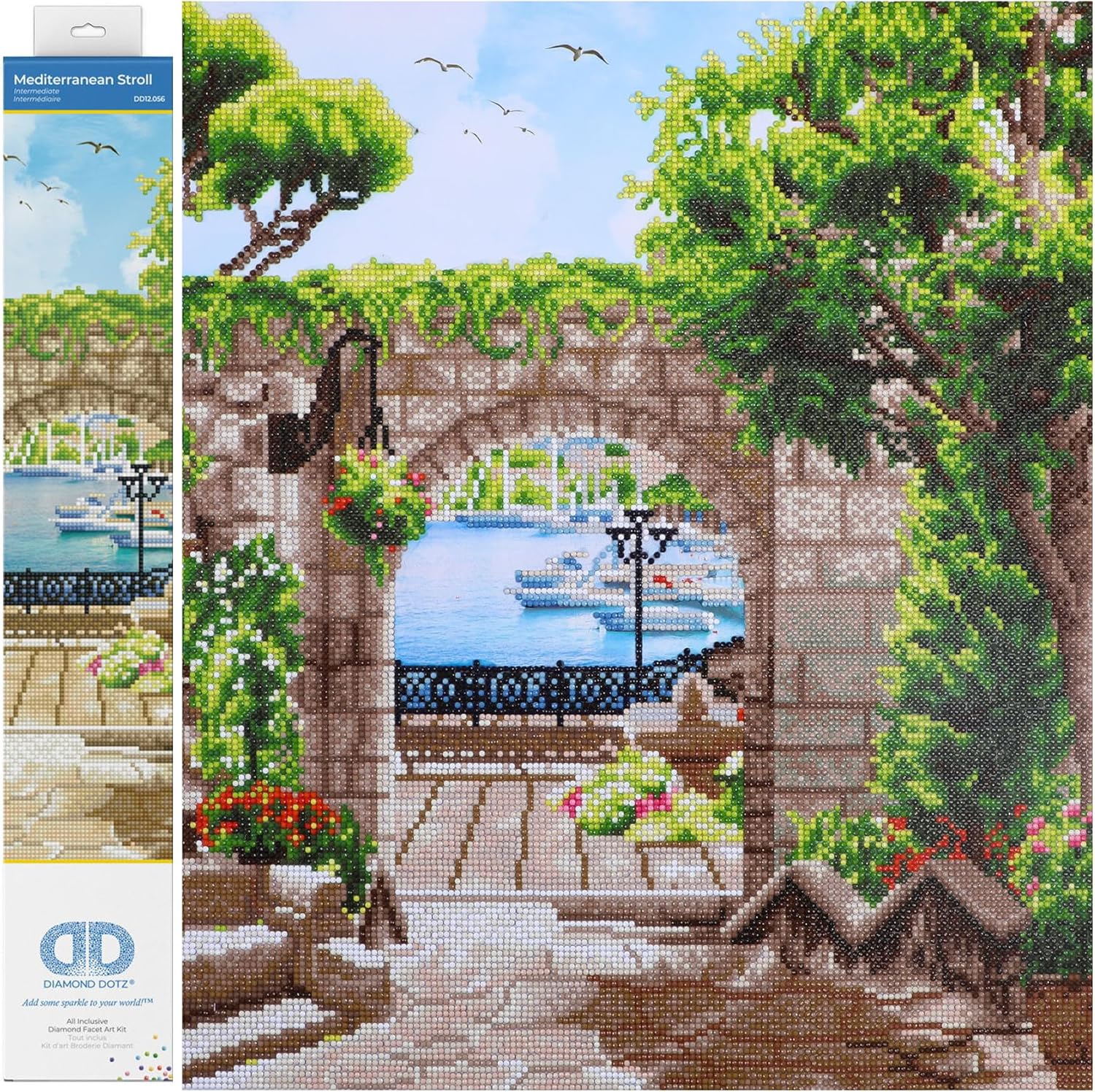 DIAMON DOT Mediterranea Strol Landscap Diamon Paintin Kit fo Adult Diamon Ar Kit Relaxin Creativ Craf Ki wit Dot Gem 20.3inchx20.3inch