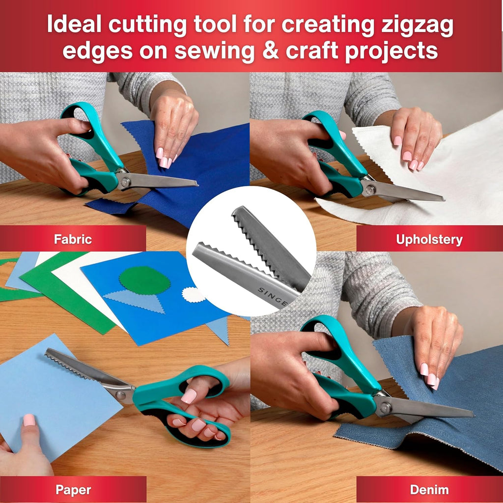 SINGE ProSerie 9inc Pinkin Shear Heavy-Dut Stainles Stee Zigza Cu fo No-Fra Fabric Sewin Craf Edging