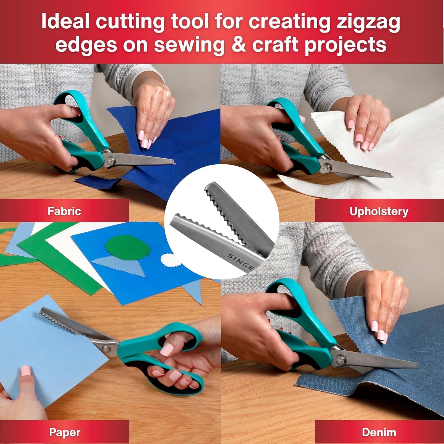 SINGE ProSerie 9inc Pinkin Shear Heavy-Dut Stainles Stee Zigza Cu fo No-Fra Fabric Sewin Craf Edging