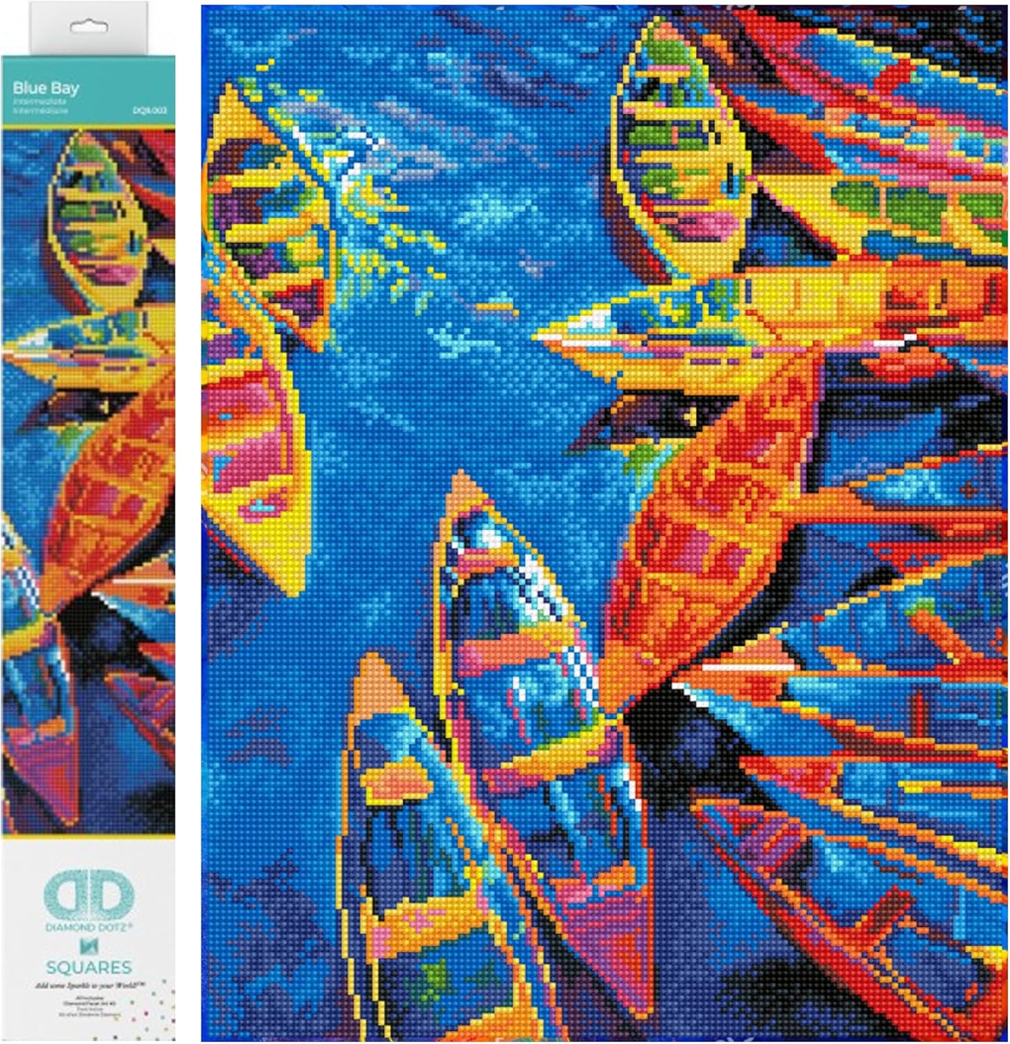 DIAMON DOT Blu Ba Boa Diamon Paintin Kit fo Adult Diamon Ar Kit Relaxin Creativ Craf Ki wit Dot Gem 17.7inchx13.8inch