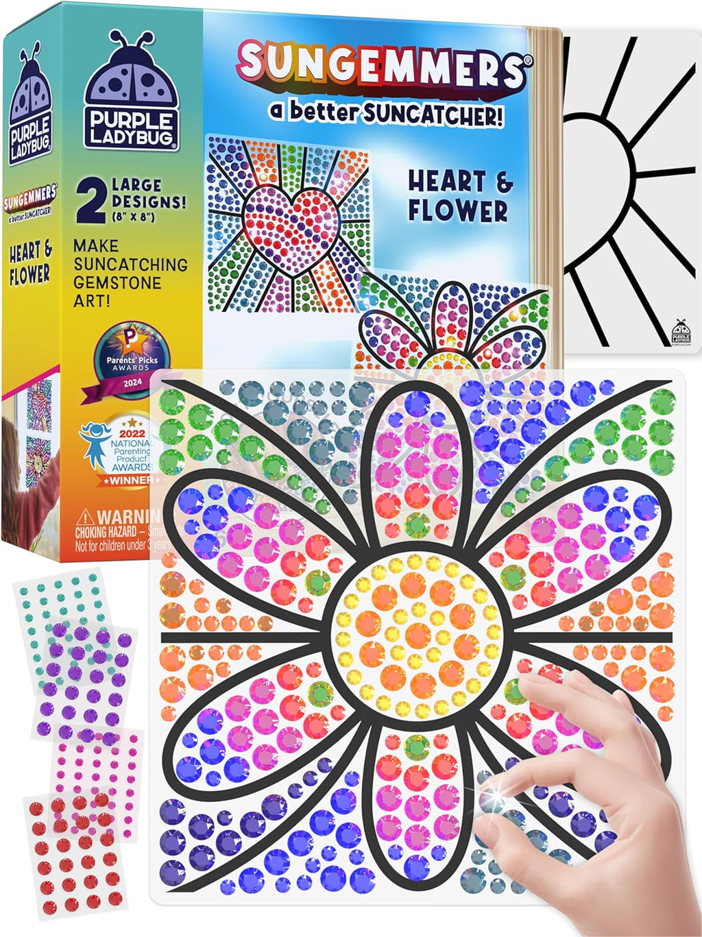SUNGEMMERS DIY Gem-Sticker Window Diamond Art Suncatcher Kits - Stocking Stuffers for Kids 8-12, Birthday Gifts for 6 7 8 9 10 11 12 Year Old Girls Boys, Fun Arts Crafts for Kids Ages 8-12 6-8