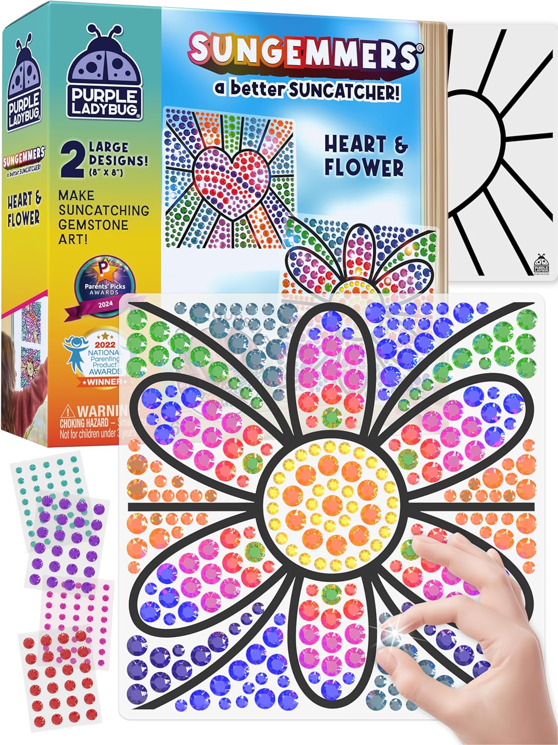 SUNGEMMERS DIY Gem-Sticker Window Diamond Art Suncatcher Kits - Stocking Stuffers for Kids 8-12, Birthday Gifts for 6 7 8 9 10 11 12 Year Old Girls Boys, Fun Arts Crafts for Kids Ages 8-12 6-8