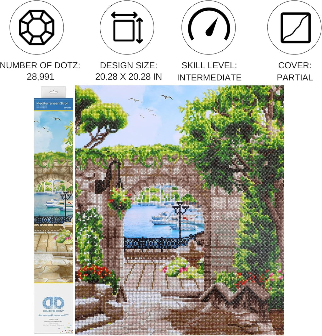 DIAMON DOT Mediterranea Strol Landscap Diamon Paintin Kit fo Adult Diamon Ar Kit Relaxin Creativ Craf Ki wit Dot Gem 20.3inchx20.3inch