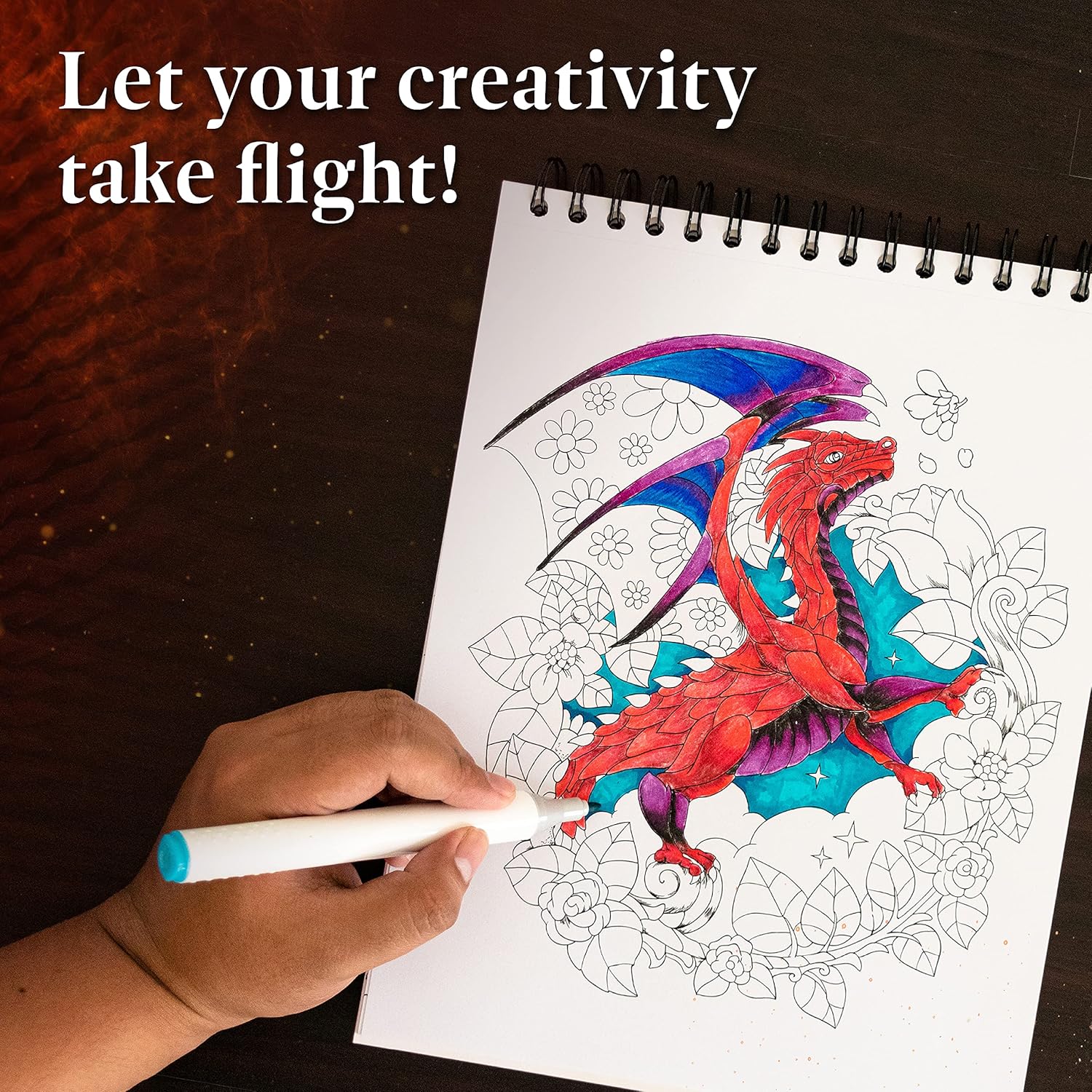 ColorI Colorfu Dragon Adul Colorin Boo fo Women Volum I 5 Single-Side Designs Thic Smoot Paper La Fla Hardbac Covers Spira Bound Drago Colorin Pages
