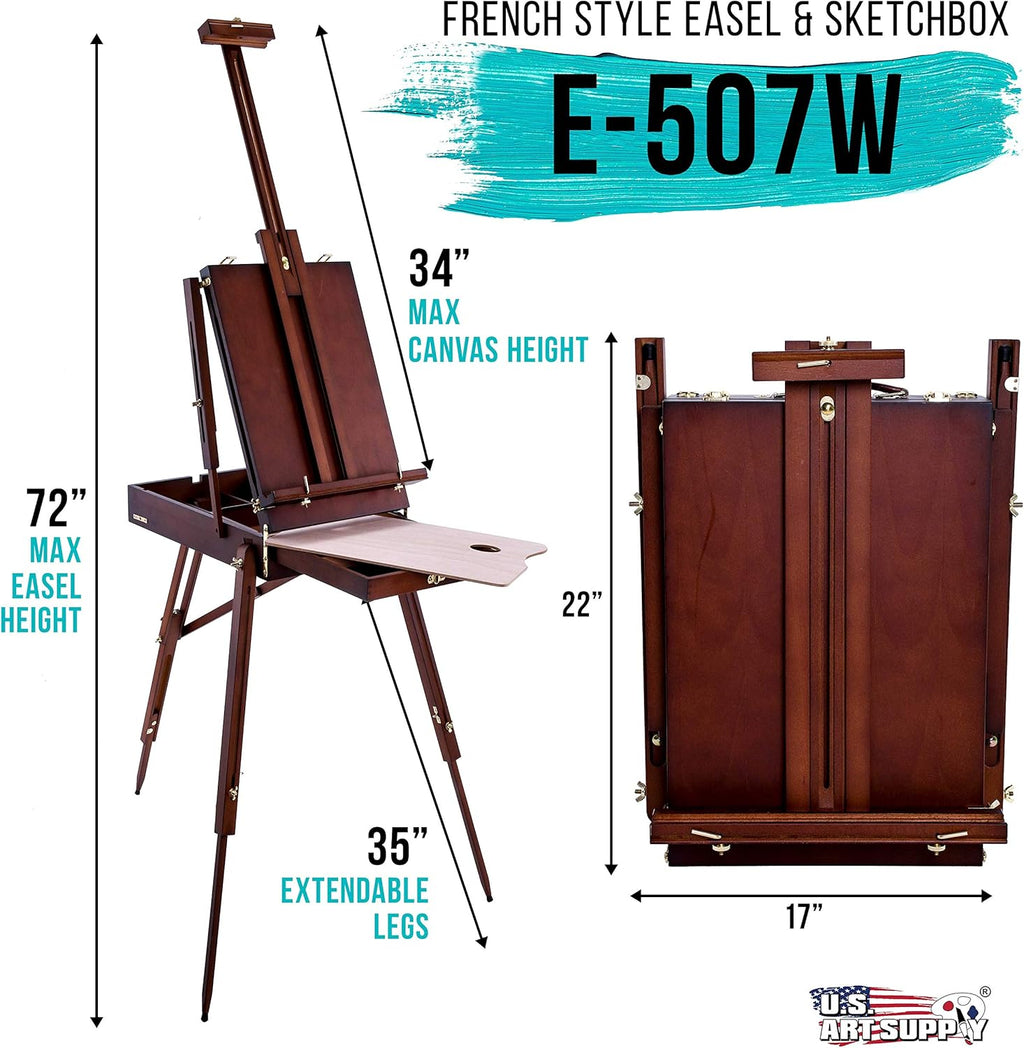 U.S Ar Suppl Larg Walnu Frenc Easel Adjustabl Plei Ai Easels Beechwoo Sketchbo Tripo fo Fiel Studi Paintin Ease fo Adults Drawing Displa Portabl wit Drawe Palette
