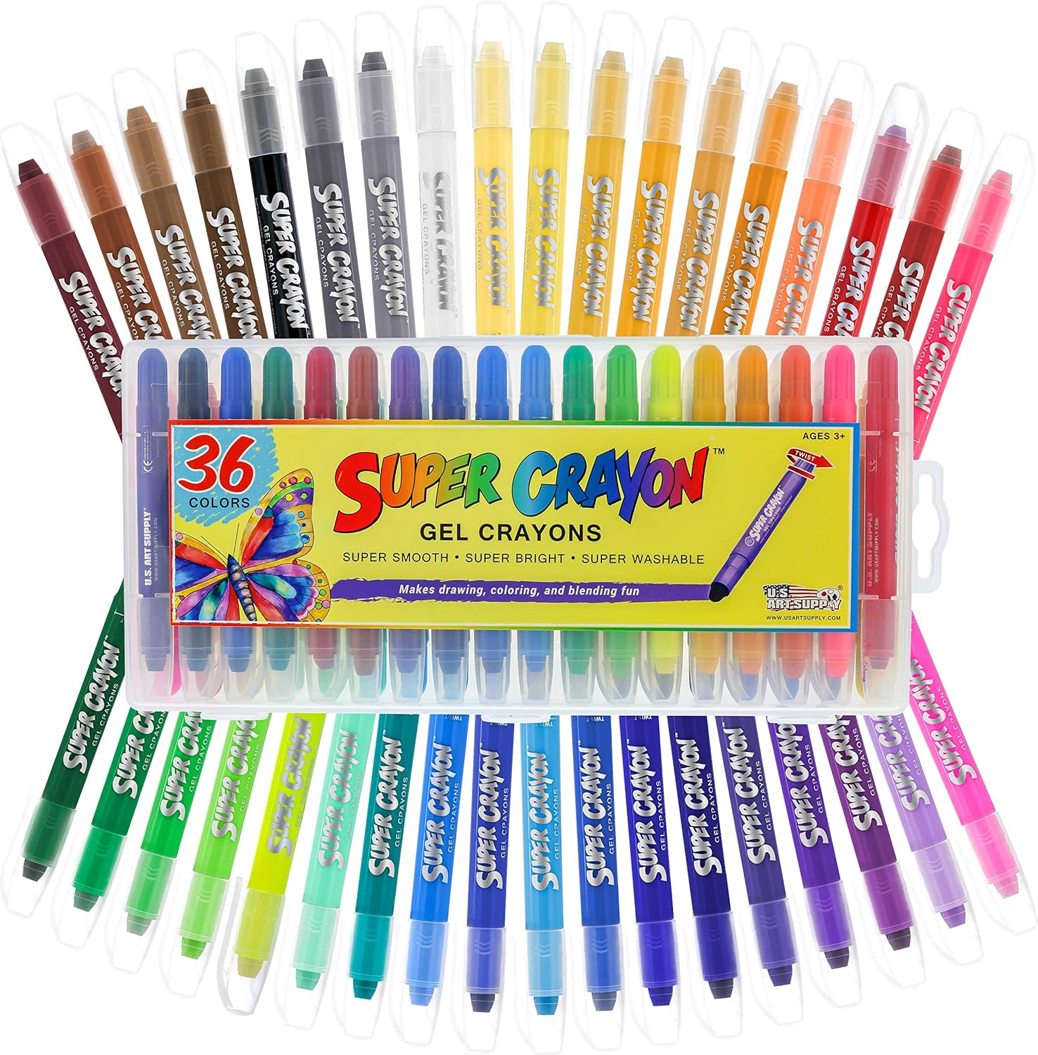 U.S Ar Suppl Jumb Twistabl Crayon Se o 3 Color Silk Ge Twistabl Washabl Crayon fo Colorin Books Art Crafts No Toxi Twis U Eas Glid Bright Bendable Blendable