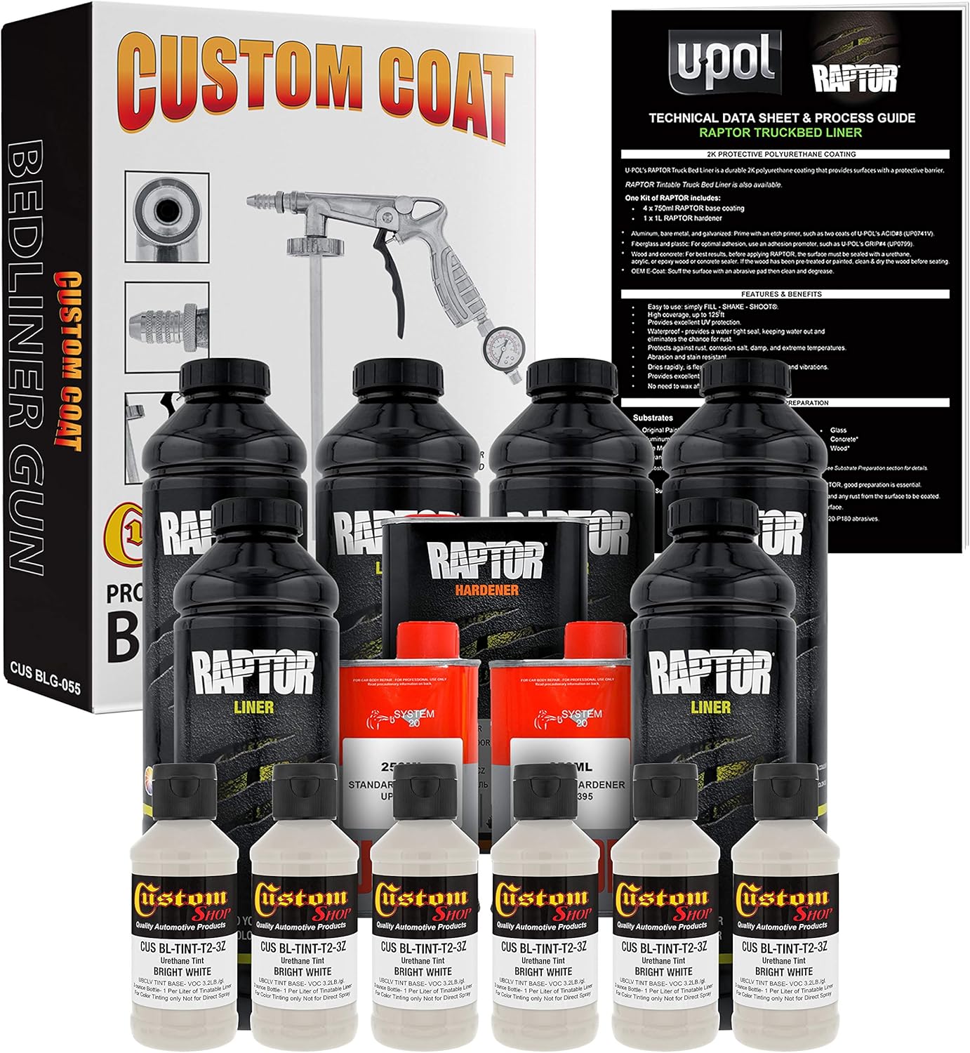 Custo Sho Brigh Whit Urethan Spray-O Truc Be Line Ki an Custo Coa Spra Gu wit Regulator Liters
