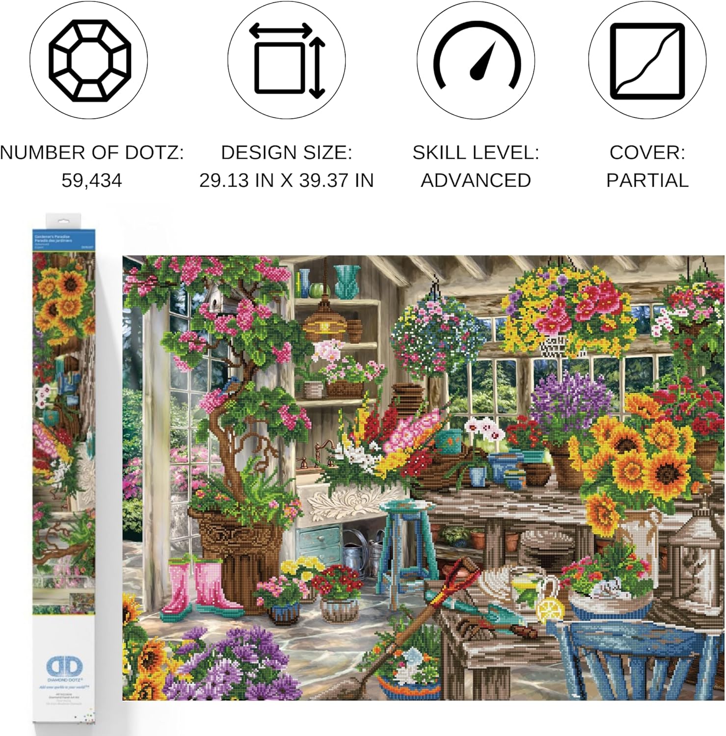 DIAMON DOT Gardener' Paradis Flora Diamon Paintin Kit fo Adult Diamon Ar Kit Relaxin Creativ Craf Ki wit Dot Gem 29.1inchx39.4inch