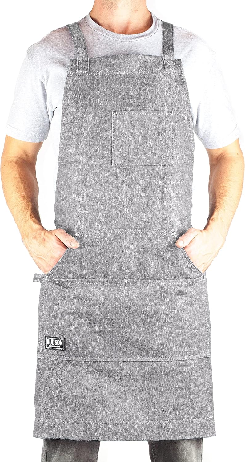 Hudson Durable Goods - Professional Grade Chef Apron for Kitchen, BBQ Grill