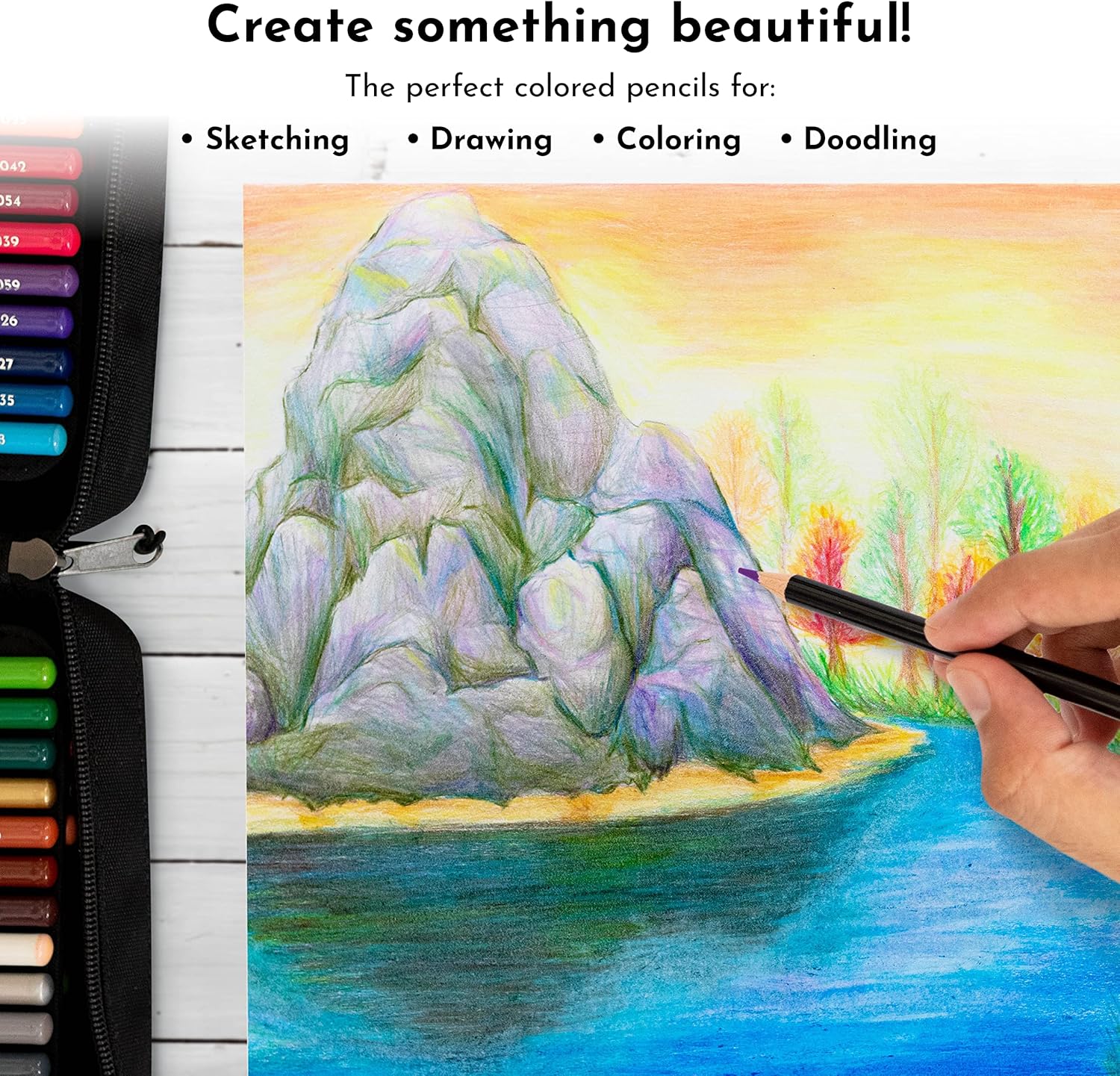 ColorI 7 Colore Pencil fo Artist Ar Tool fo Coloring Drawin Sketchin Come wit Trave Case Sharpene Holder Plu Bonu Presen Bo Colore Penci Case