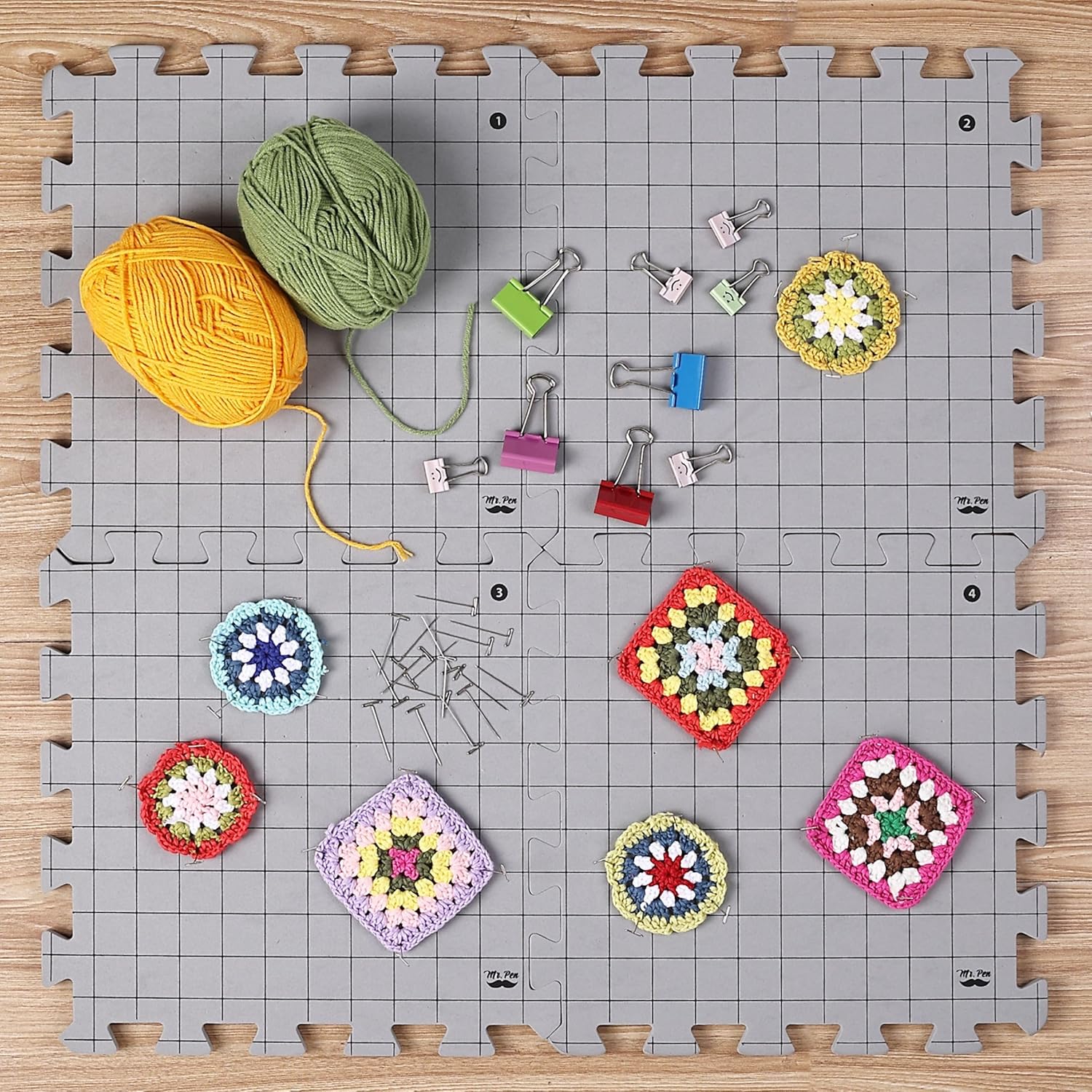 Interlockin Blockin Mats 12¡±x12¡± Pack Blockin Mat fo Knittin Croche Project wit 5 T-Pins Knittin Blockin Mat an Pins Croche Blockin Boar fo Crocheting