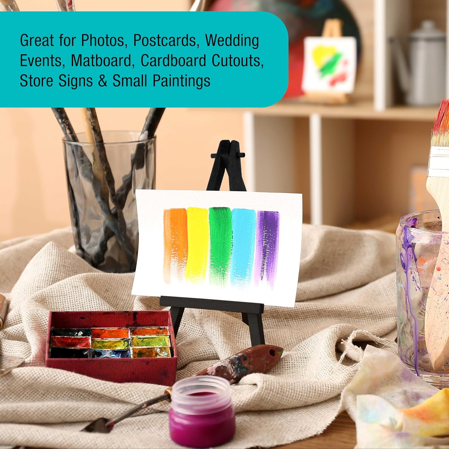 U.S Ar Suppl 8inc Hig Smal Blac Woode Ease ( Pack) A-Fram Canva Stan Tripod Smal Paintin Easel Tableto Ease fo Painting Canvases Studen Crafts Even Sign Photos