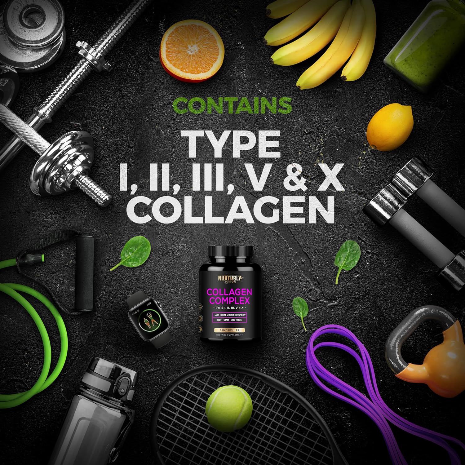 Mult Collage Peptide Powde Capsule Hydrolyze Collage Peptide Type (I II III  X Collage Supplement fo Hair Ski Nail 12 Capsules