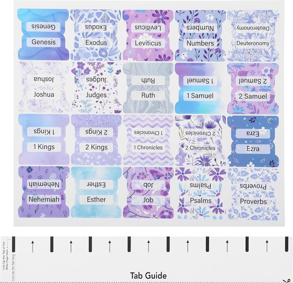 Bible Tabs, 120 pcs, Lavender Breeze, Laminated Bible Tabs for Women