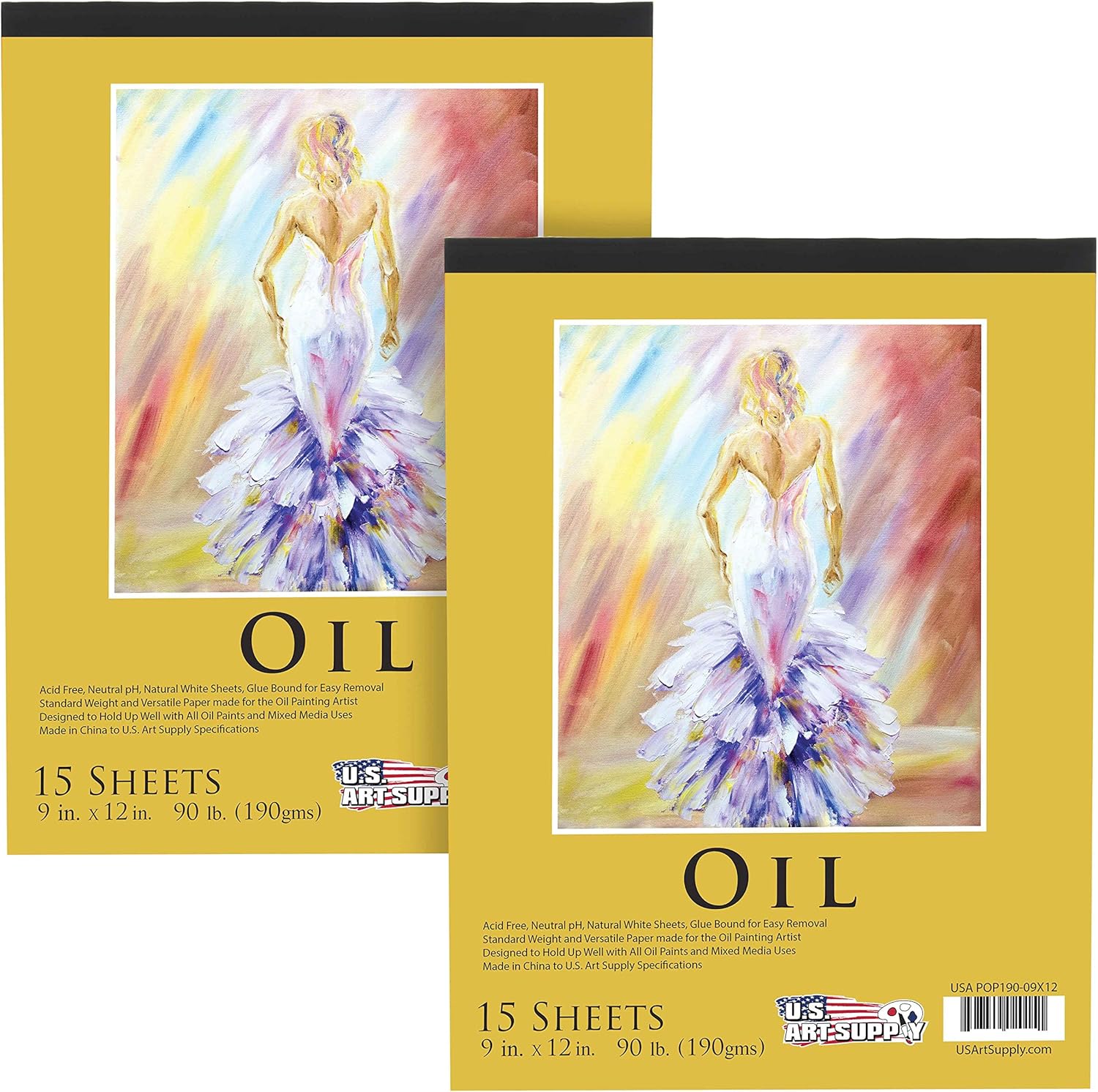 U.S Ar Suppl 9inc 12inc Premiu Heavy-Weigh Oi Paintin Pa ( Pack 3 Sheet Total 90l (190gsm Oi Paste Pape fo Student an Adults