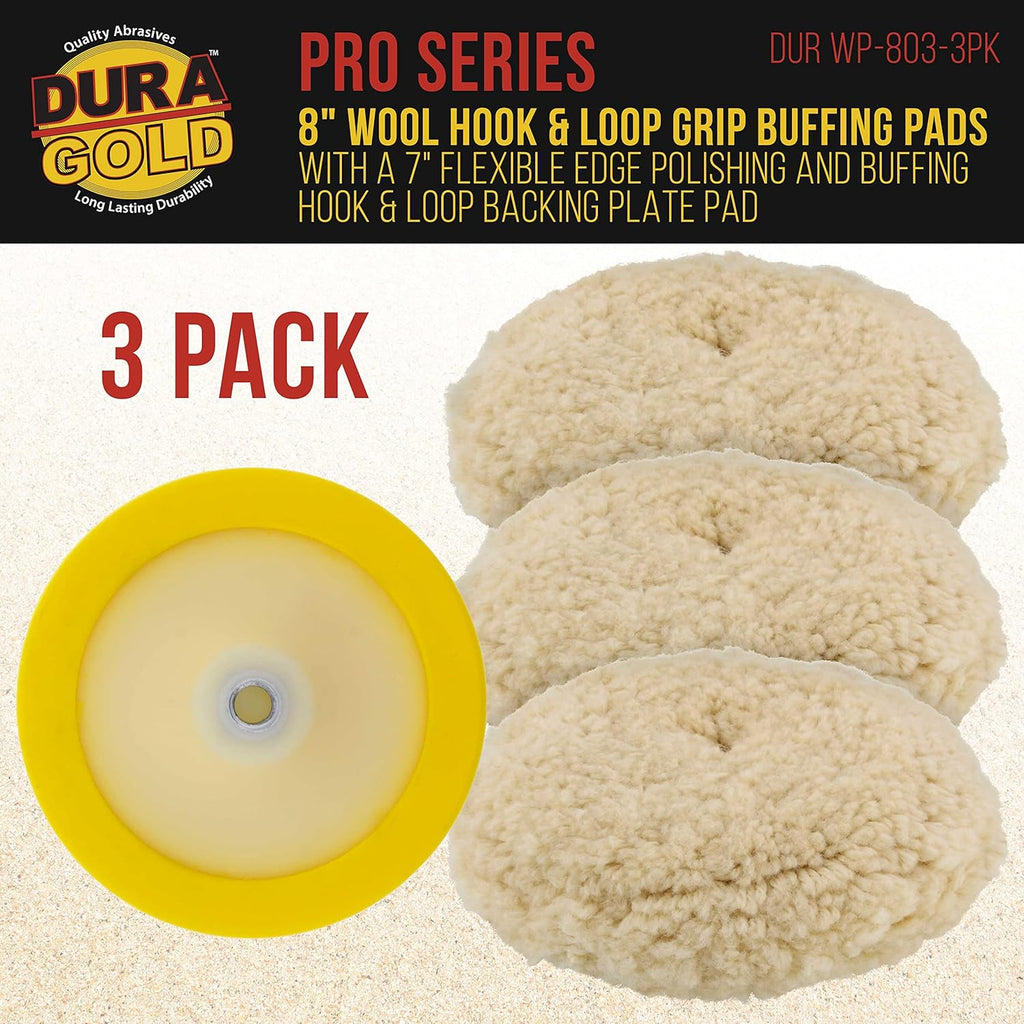 Dura-Gol Pac o 100 Woo Hoo Loo Gri Buffin Pad wit 7inc Flexibl Edg Backin Plat Compoun Cutting Polishin Fit Aut Ca Detailin Polishe Sander Paint Boat