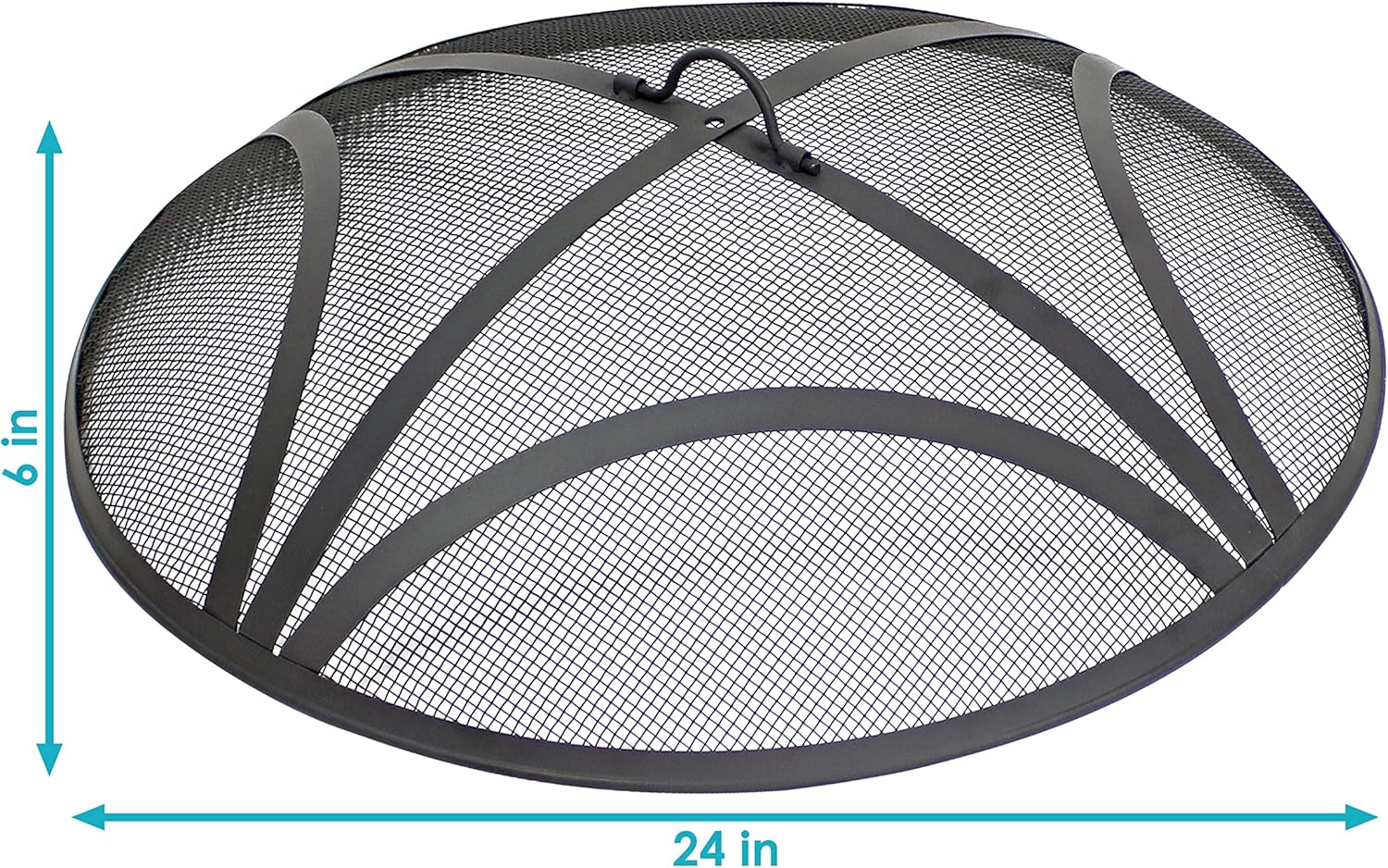 Sunnydaze Black Reinforced Steel Mesh Fire Pit Spark Screen with Ring Handle - 24-Inch Diameter