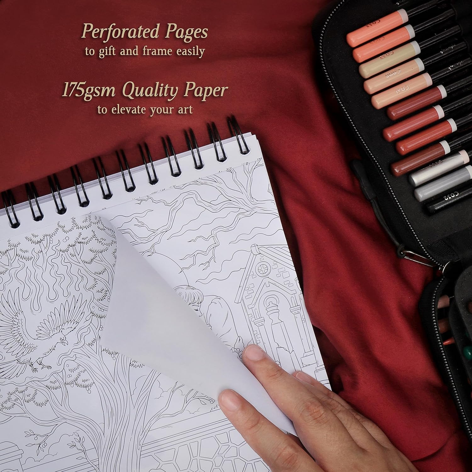 ColorIt Eerie Enchantment: Fairytale Origins Spiral Bound Adult Coloring Book, 50 Drawings of Bewitched Fantasy, Fable & Princess Stories, Thick Paper, Perforated Edges, Hardback Covers, & Ink Blotter