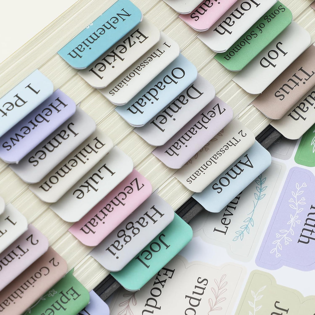 Bible Tabs, 75 pcs, Serenity Scripture, Laminated Bible Tabs for Women and Men