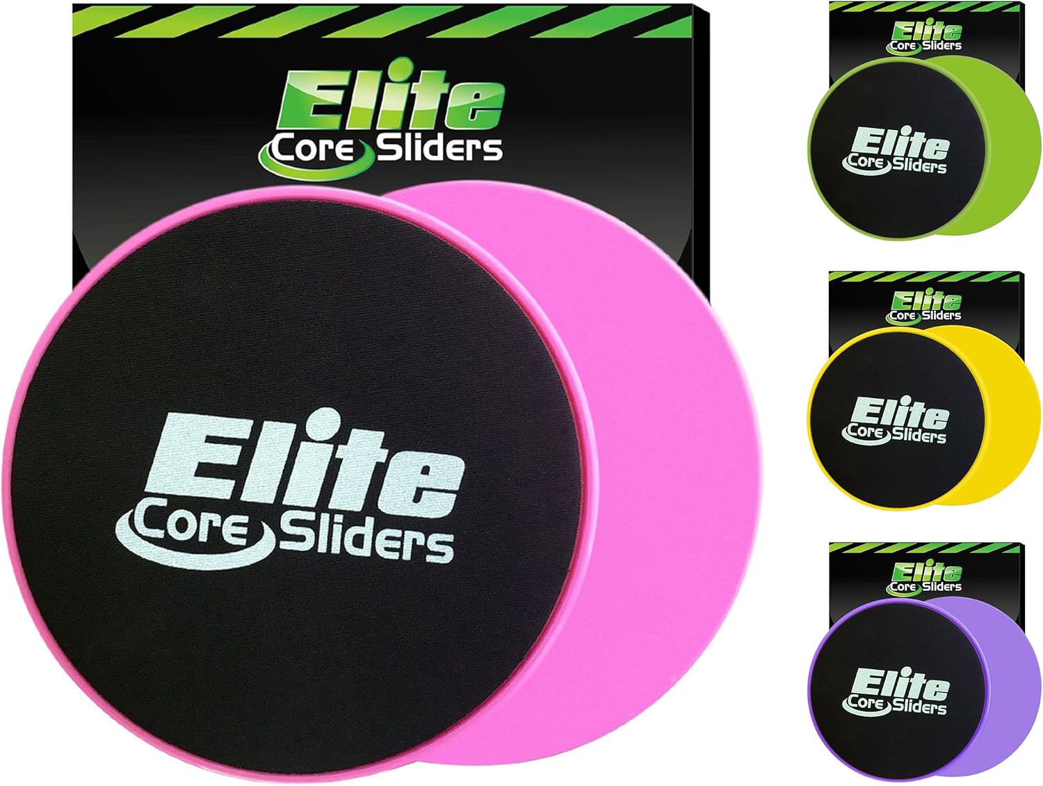 Elite Sportz Core Sliders for Working Out - Pack of 2 Compact, Dual Sided Gliding Discs for Full Body Workout on Carpet or Hardwood Floor - Fitness Home Exercise Equipment - Small Gift for Athletes