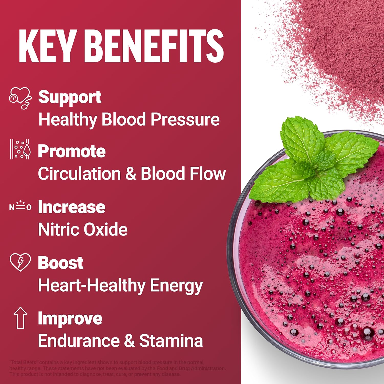 Force Factor Total Beets Delicious Superfood Powder with Nitrates to Support a Healthy Heart, Circulation, Blood Flow, Nitric Oxide, Energy, Stamina, Cardiovascular Heart Health, 30 Servings