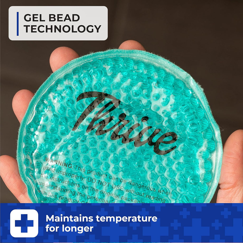 Thrive Round Hot & Cold Ice Packs (6 Pack) ¨C FSA HSA Approved - Reusable Gel Bead Ice Pack w/Cloth Backing ¨C Cold Packs for Injuries, Tired Eyes, Sinus Relief (Mint)