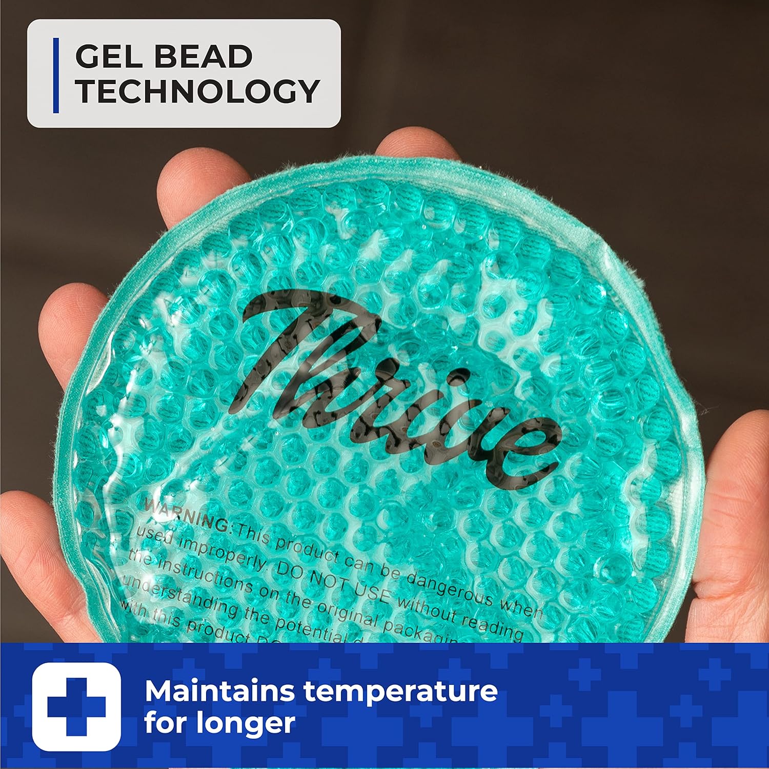 Thrive Round Hot & Cold Ice Packs (6 Pack) ¨C FSA HSA Approved - Reusable Gel Bead Ice Pack w/Cloth Backing ¨C Cold Packs for Injuries, Tired Eyes, Sinus Relief (Mint)