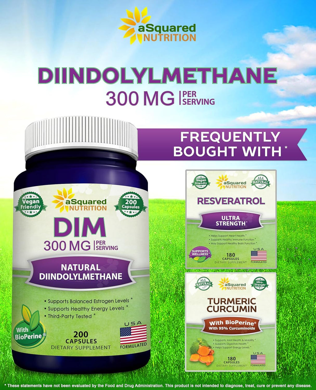 aSquare Nutritio DI Supplemen 300m Plu BioPerin 20 Veggi Capsule Diindolylmethan DI Ma Strengt Pill t Suppor Estroge Metabolis Balance Menopaus Relief PCOS Hormona Acne