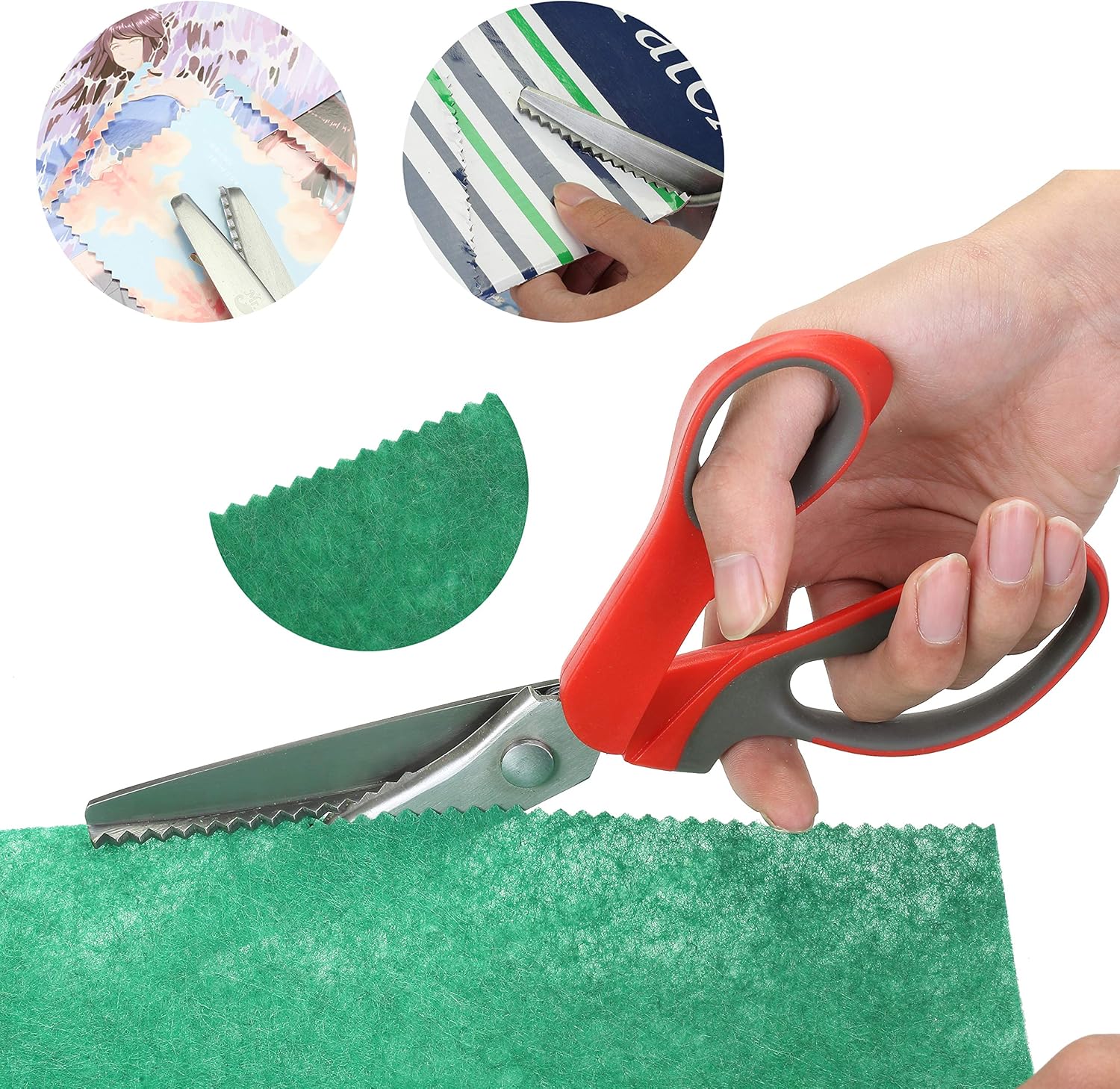 Pinkin Shear Comfor Grip Craft Zi Za Cu Sewin Scissors Scallope Scissor fo Fabric Professiona Handhel Dressmaking Suitabl fo Man Kind o Fabric an Paper