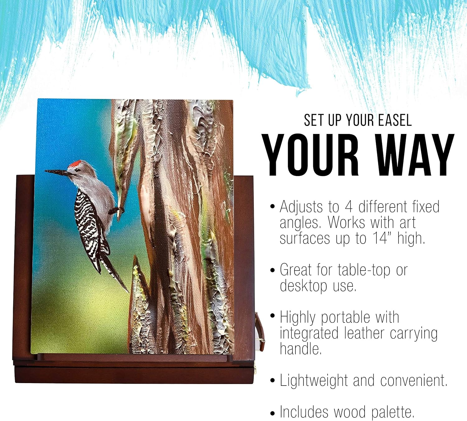 U.S Ar Suppl Walnu Adjustabl Woode Ar Easel Portabl Tableto Ease wit Storag 3-Drawer Pain Palett Beechwoo Tabl To Easel fo Painting Canvas Artis Stan Drawin Board