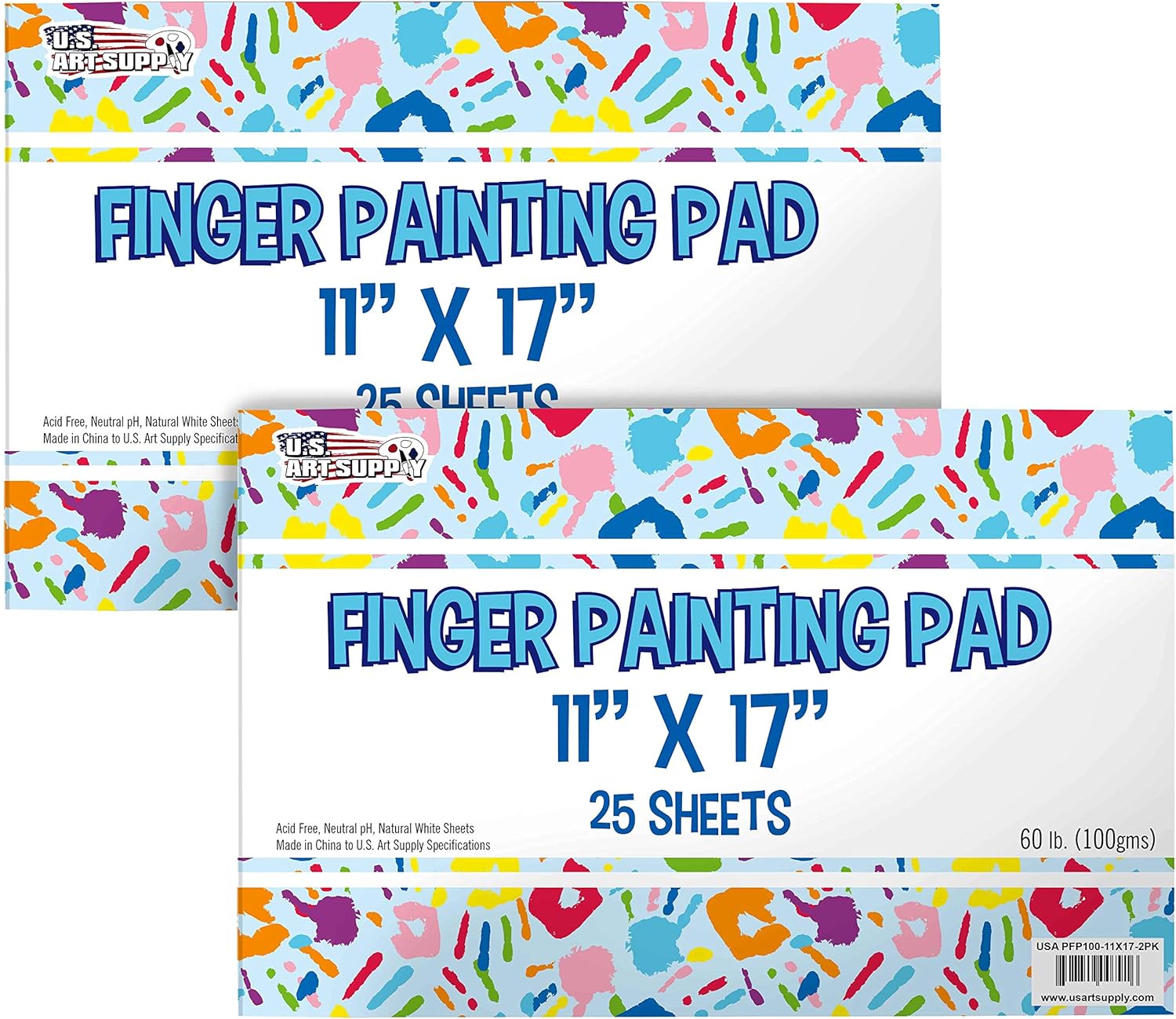 U.S Ar Suppl 11 17inc Larg Finge Paintin Pa ( Pack 2 Sheet Each 60l (100gsm Acid-Fre Coate Sheets Finge Pain Pape fo Painting Drawing Crafts Artwor Kids Toddlers