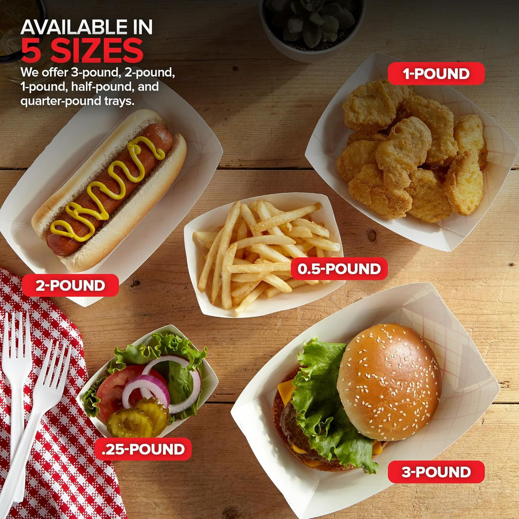Stock Your Home Medium Paper Food Boats, 250 Pack, Red White Checkered, 2 Lb Capacity, 4.5 x 2.75 x 1.75 in