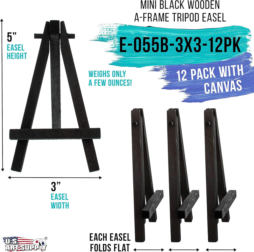 U.S Ar Suppl 3inc 3inc Stretche Canva wit 5inc Min Ease Ki (1 Pack Blac Woode A-Fram Tableto Displa Stand Min Ease Stan Smal Easel fo Display Smal Canvases Crafts Photos