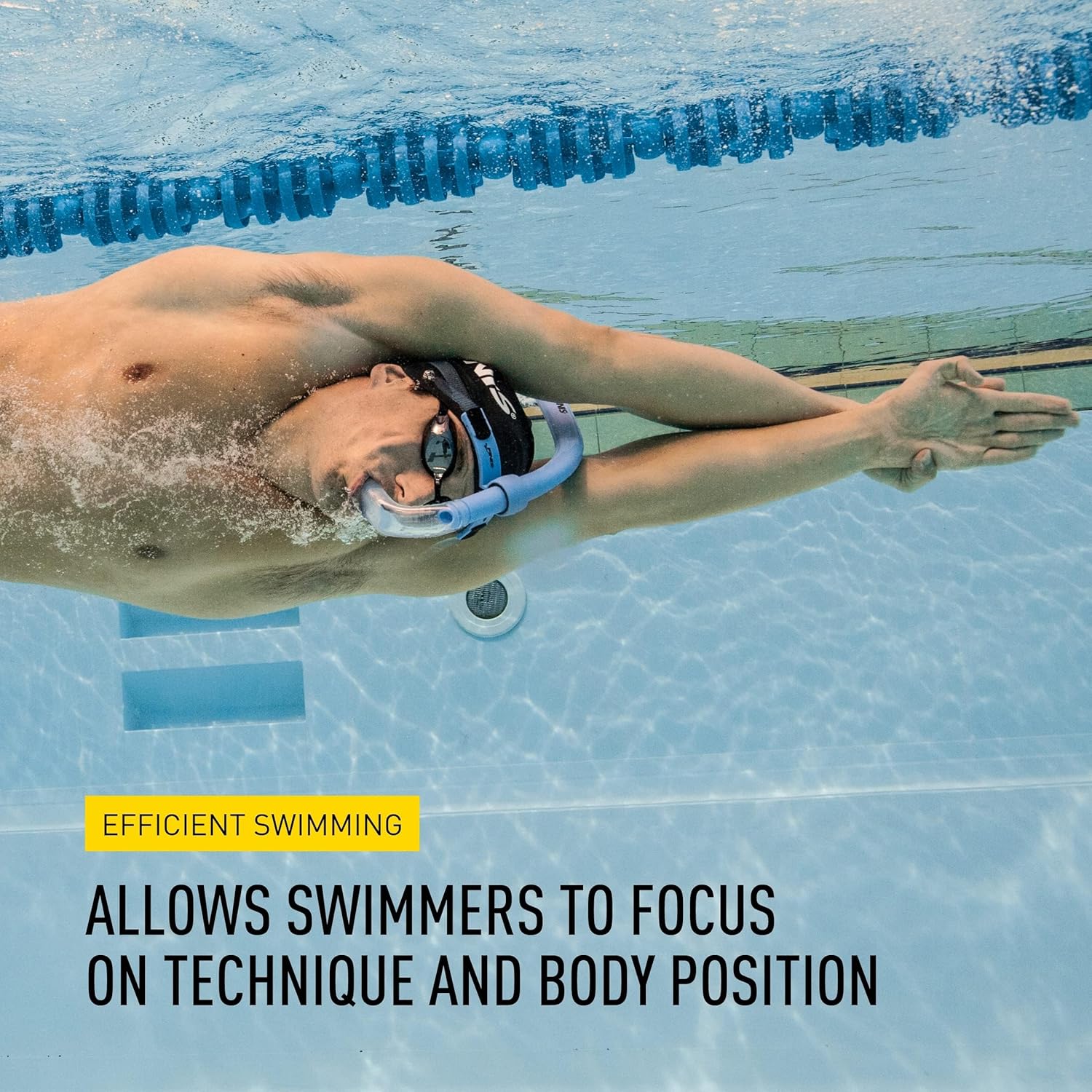 FINIS Glide Center-Mount Swim Snorkel for Adults - Adjustable Fit - Technique & Endurance Training