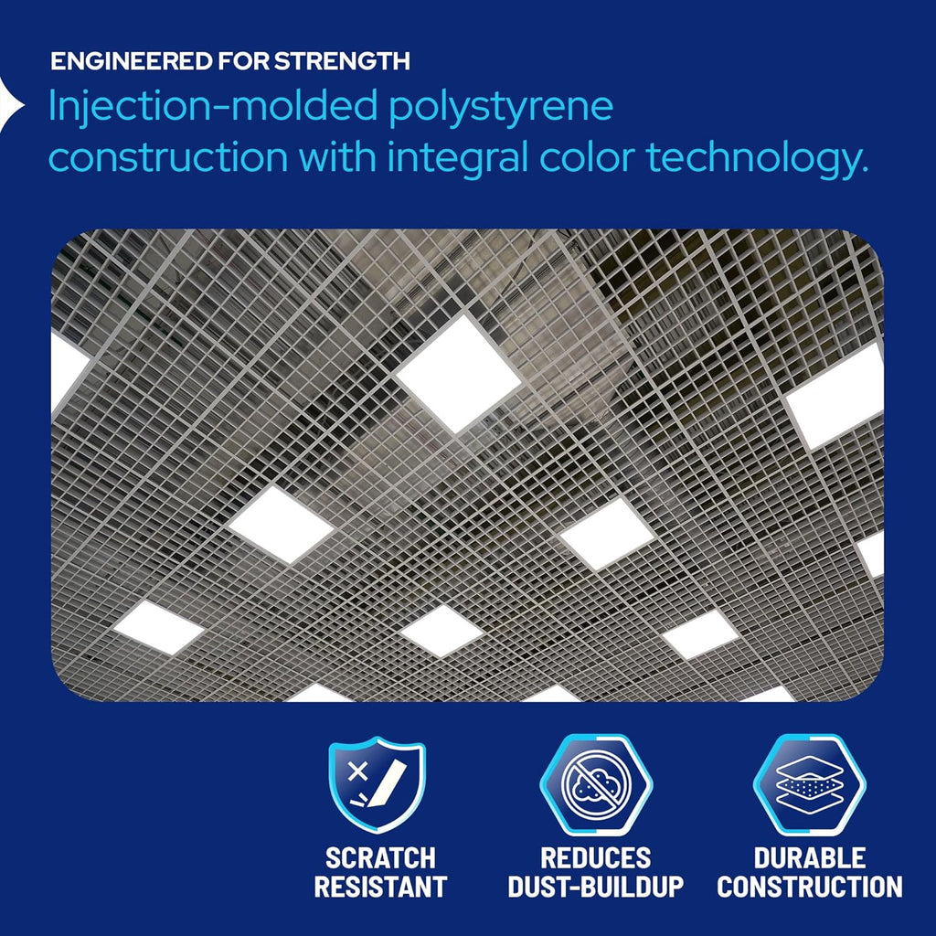 KastLit Eg Crat Pane 8-Pac i Blac Polystyren 2 5/8 4 5/8 wit 1/2inc 1/2inc 3/8inc Cel Siz Manufacture b America Louve Ceilin Ligh Covers HVA Grilles Aquariu Eggcrates