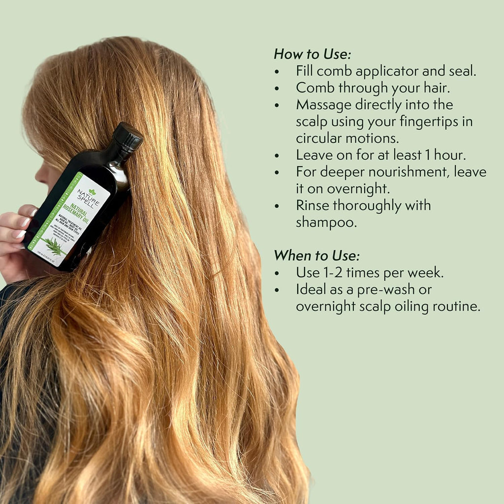 Natur Spel Rosemar Oi Fo Hai Growt Wit Roo Com Applicator Pre-Dilute Hai Scal Oi Nourishe Dry Damage Hair Fo Wome Men 5.0 F Oz